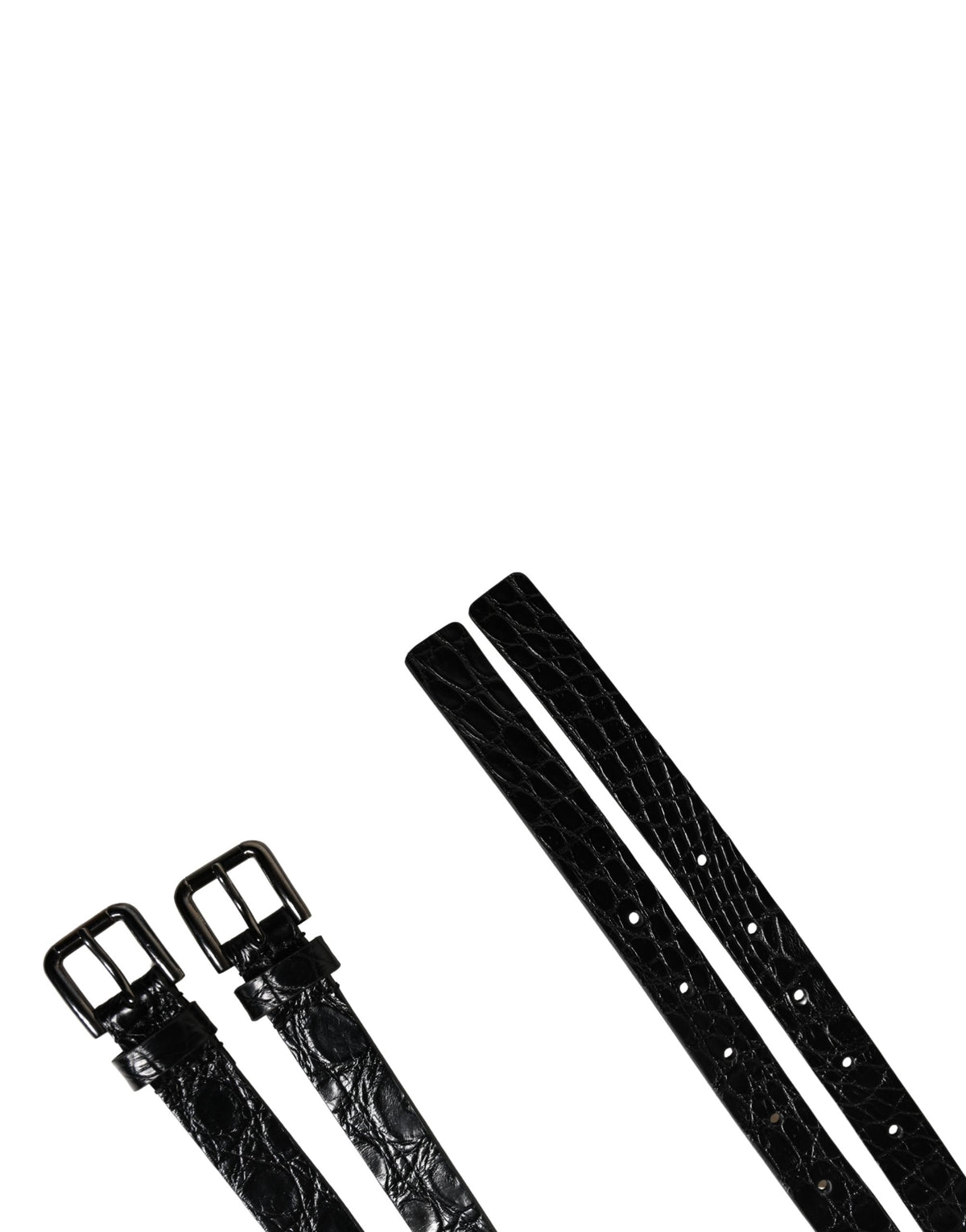 Dolce & Gabbana Black Double Strap Leather Silver Buckle Men's Belt