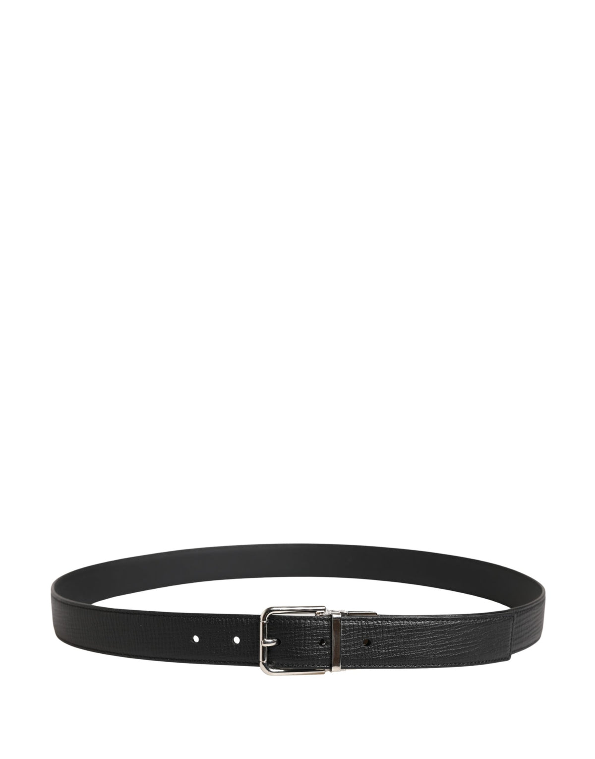 Dolce & Gabbana Men Black Classic Leather Metal Buckle Men's Belt