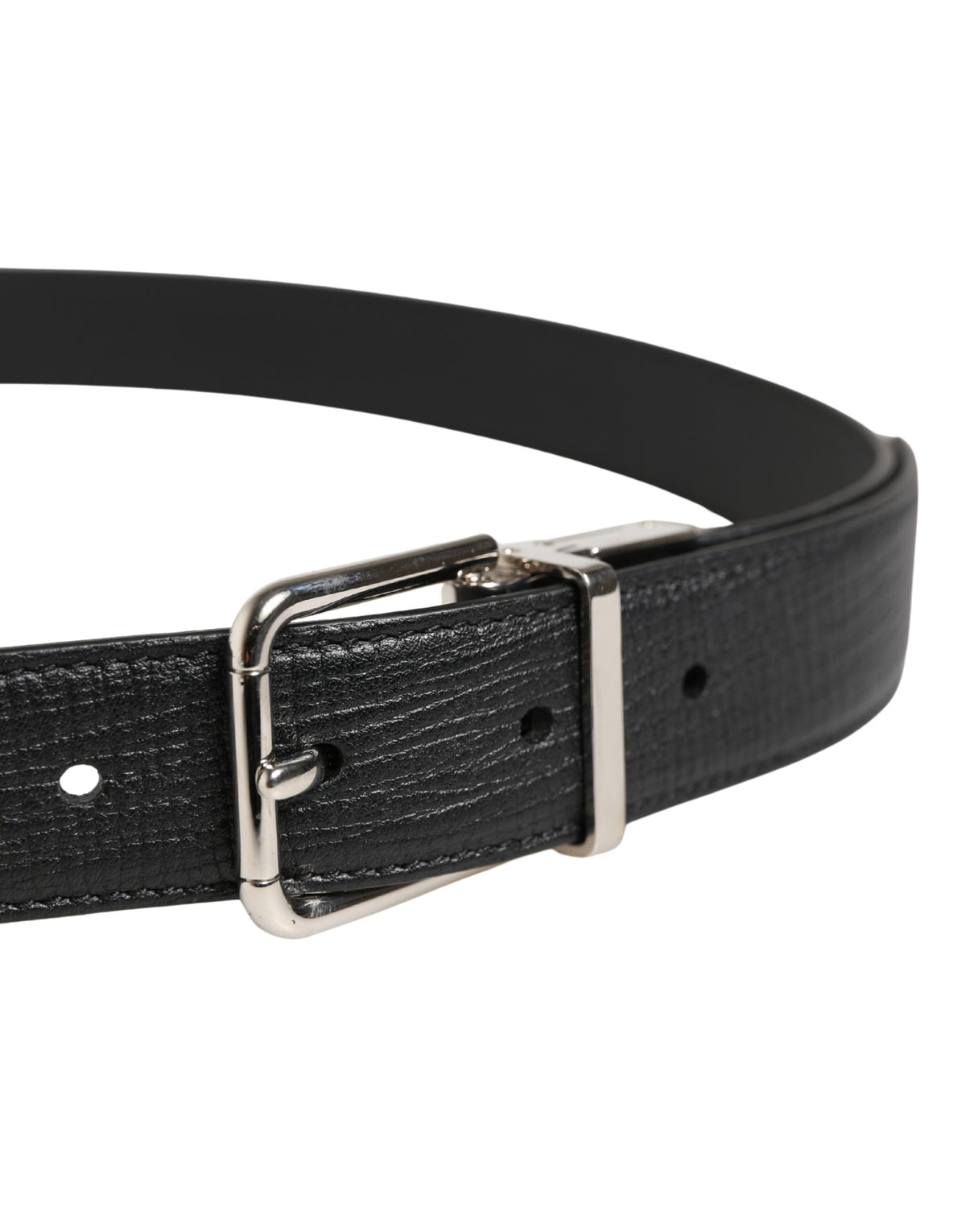 Dolce & Gabbana Men Black Classic Leather Metal Buckle Men's Belt