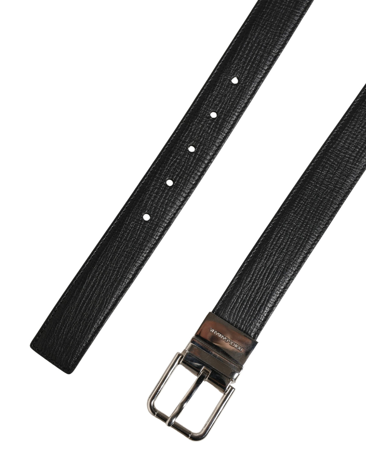 Dolce & Gabbana Men Black Classic Leather Metal Buckle Men's Belt