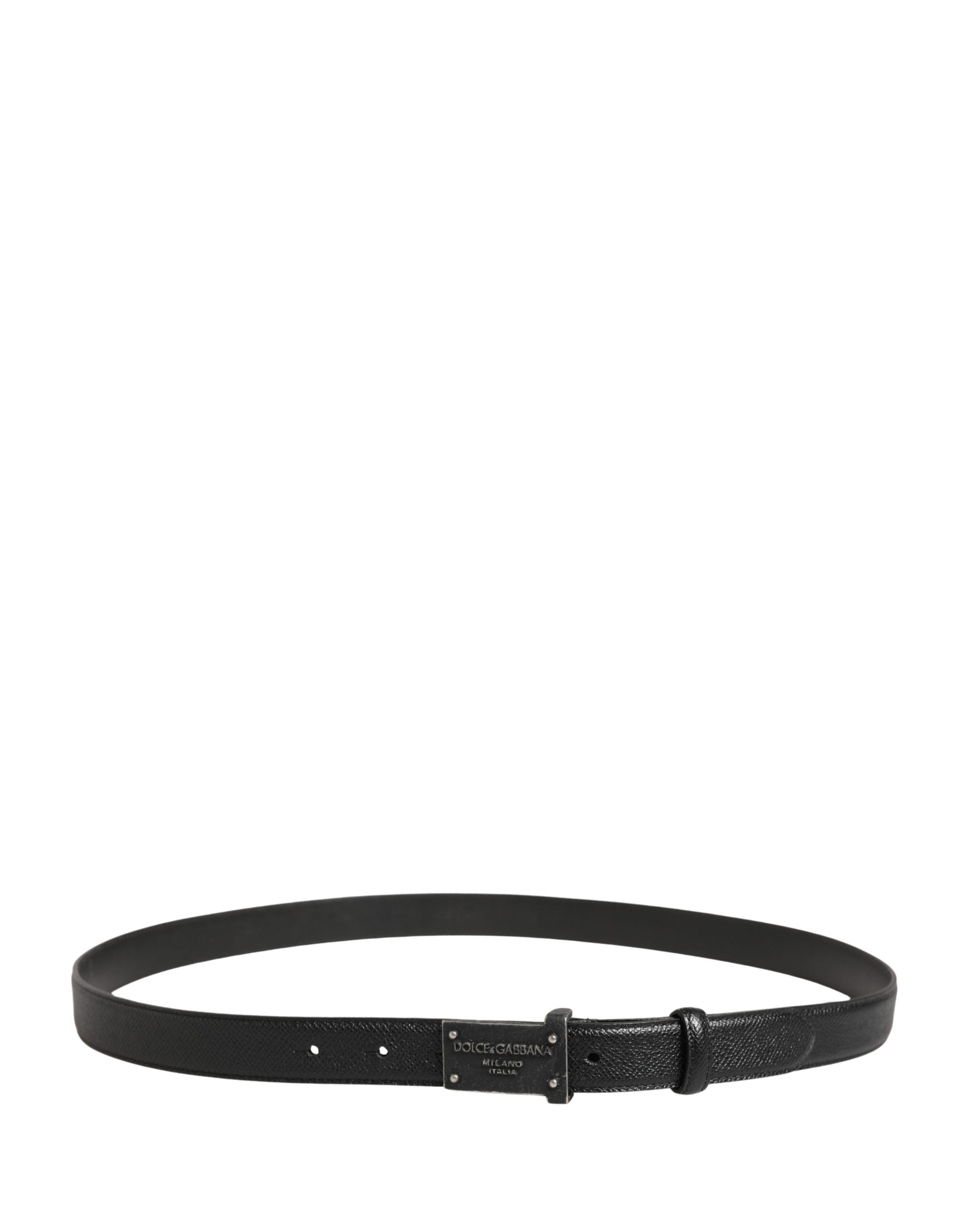 Dolce & Gabbana Men Black Calf Leather Logo Metal Buckle Men's Belt