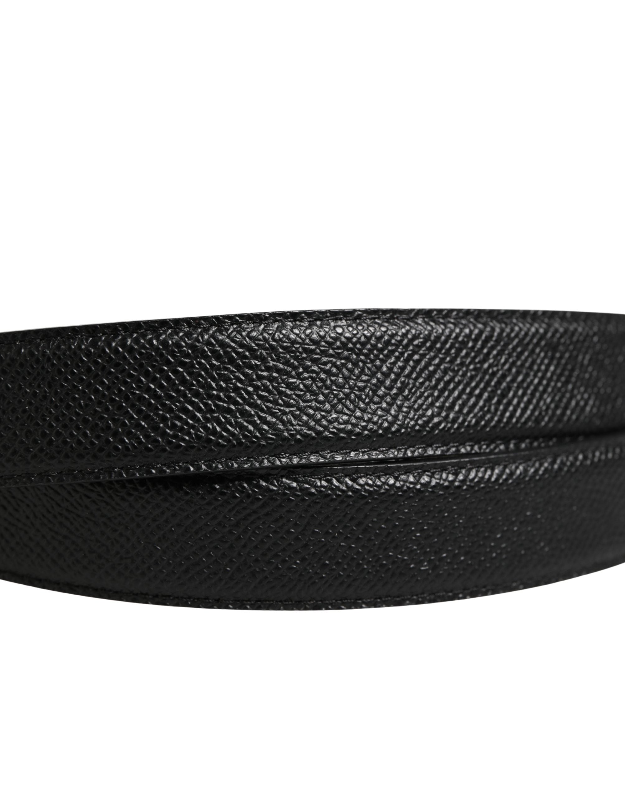 Dolce & Gabbana Men Black Calf Leather Logo Metal Buckle Men's Belt