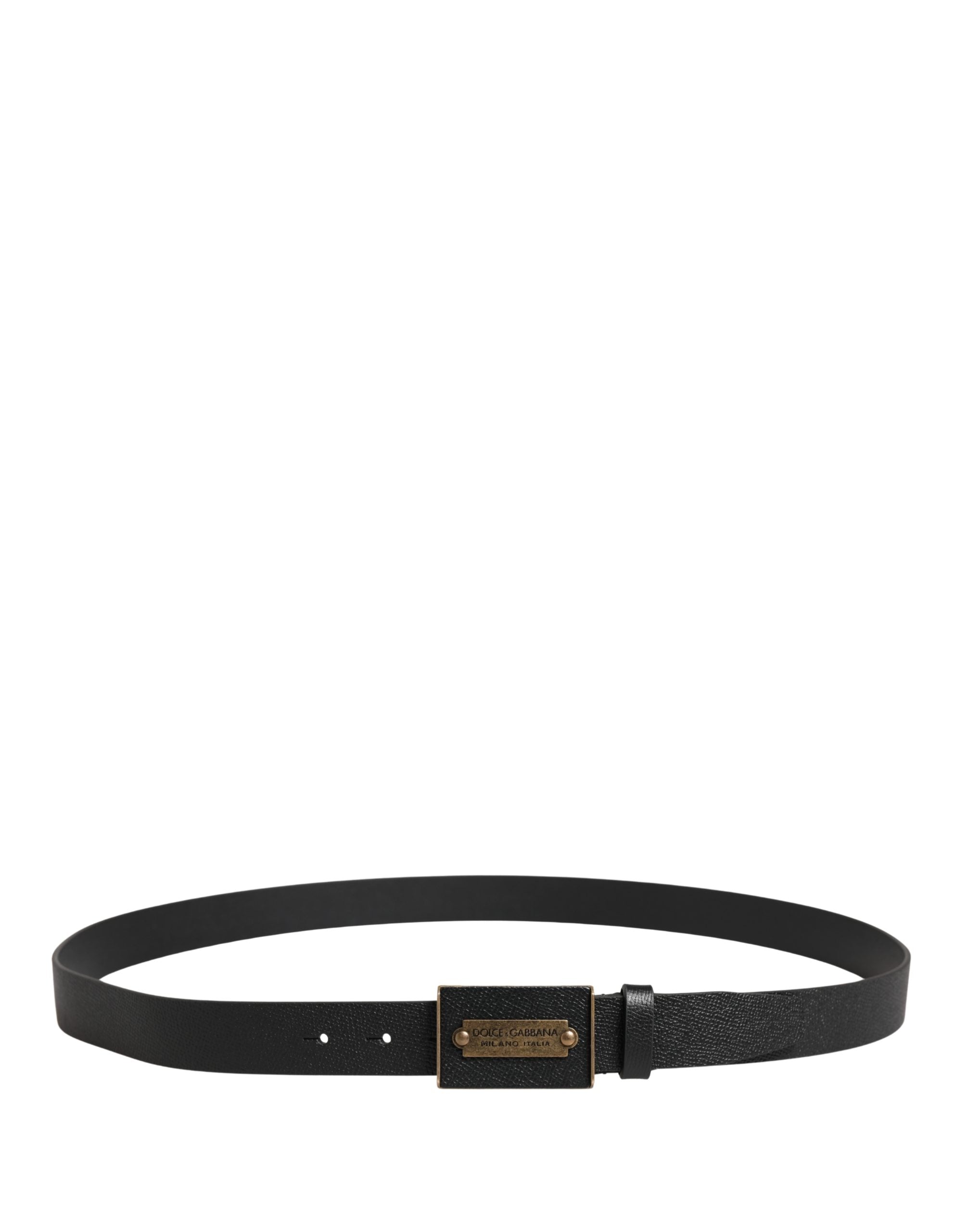 Dolce & Gabbana Men Black Calf Leather Metal Buckle Men's Belt