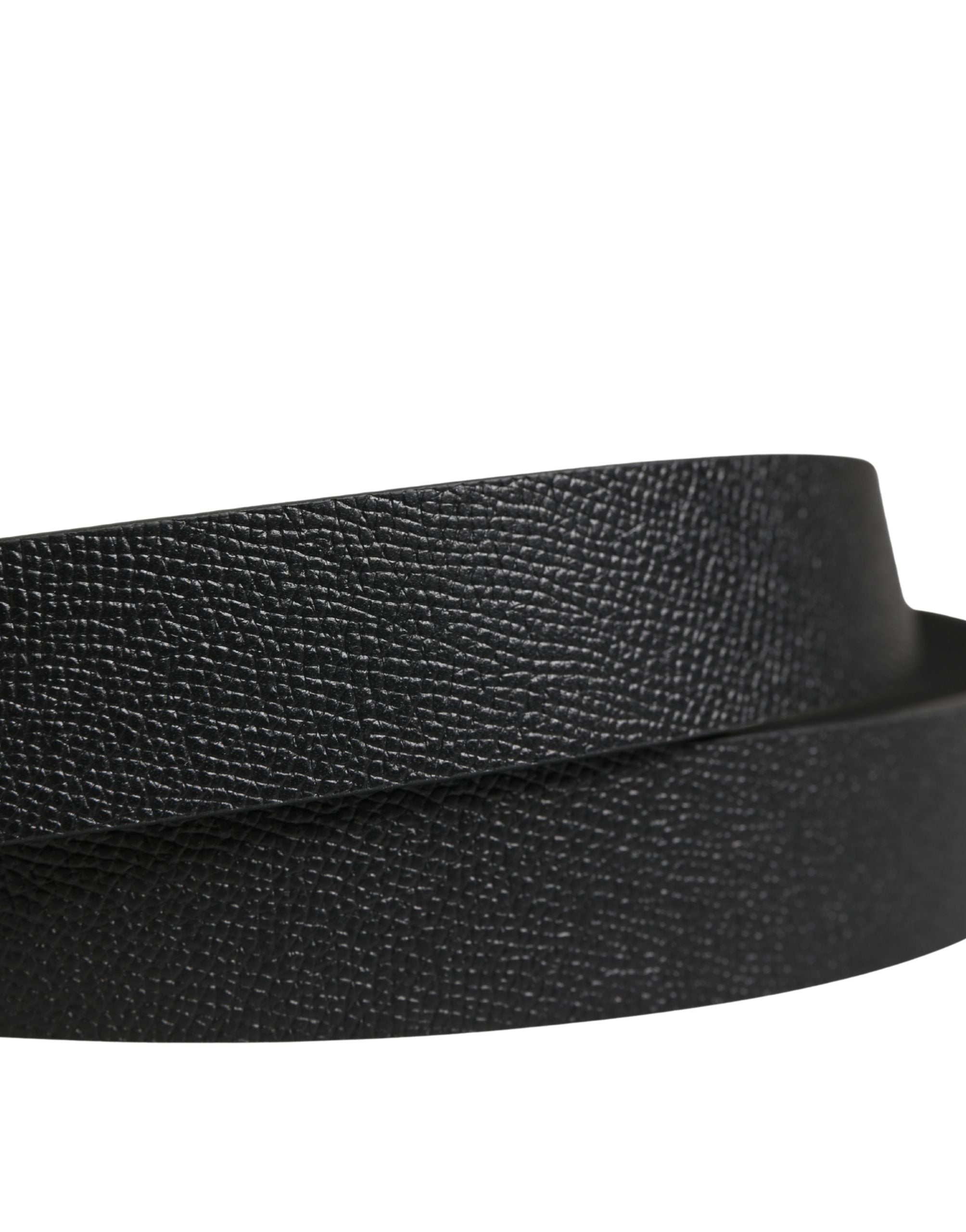 Dolce & Gabbana Men Black Calf Leather Metal Buckle Men's Belt