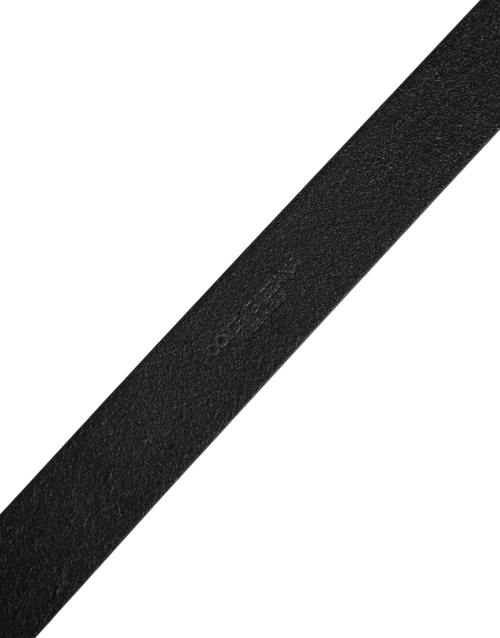 Dolce & Gabbana Men Black Calf Leather Metal Buckle Men's Belt