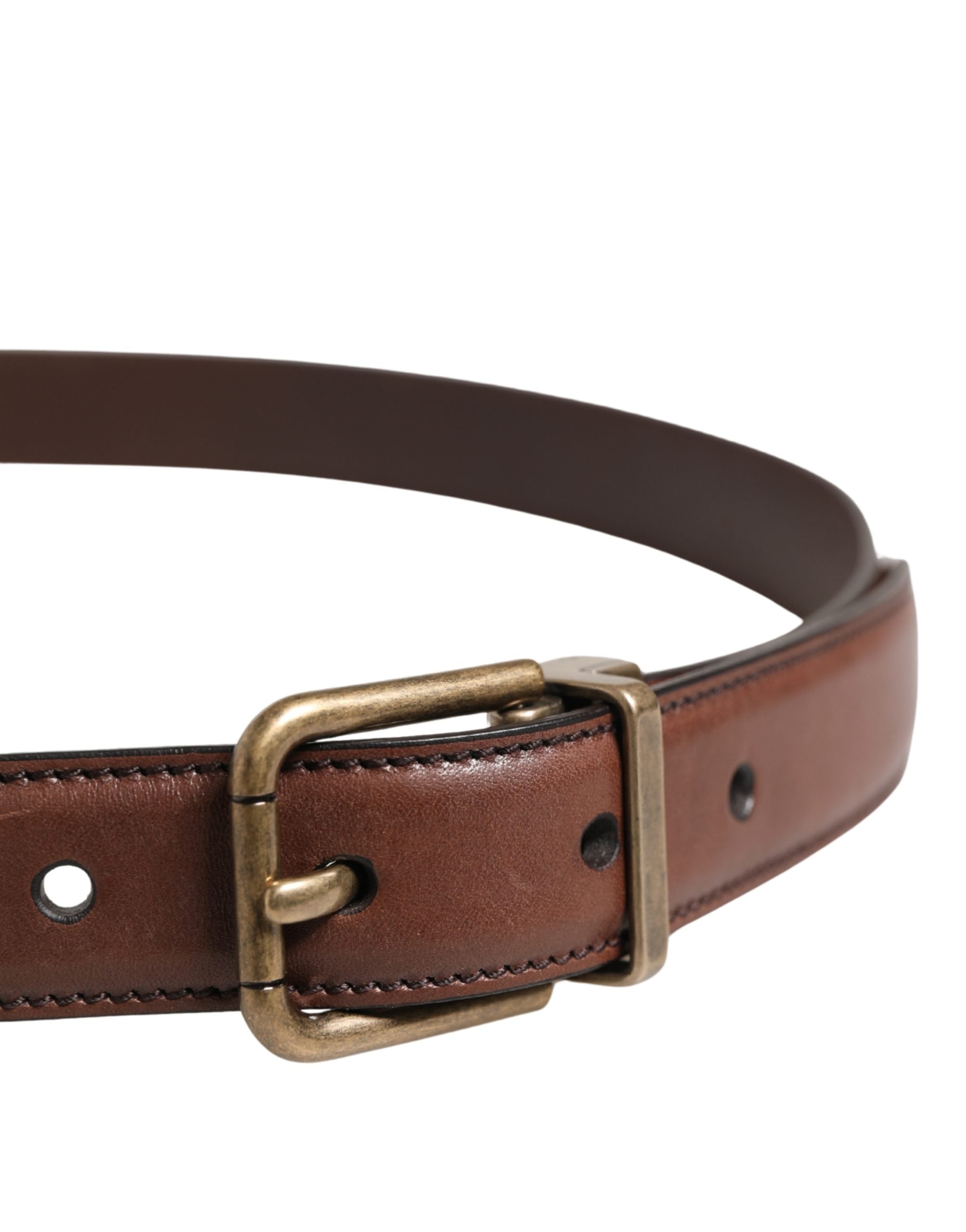 Dolce & Gabbana Men Brown Classic Leather Metal Buckle Men's Belt