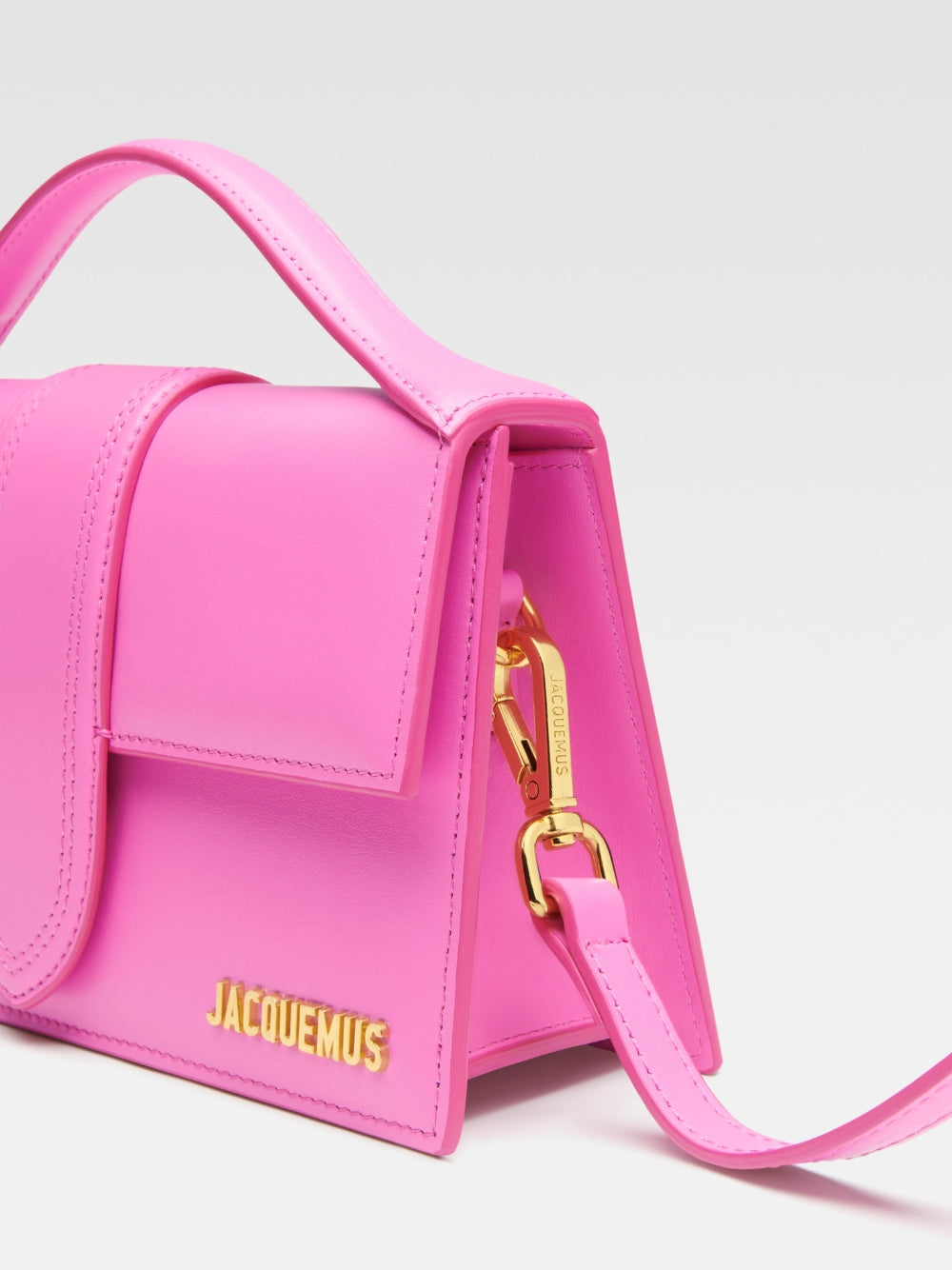 Jacquemus Neon Pink Leather Le Grand Bambino Women's Handbag