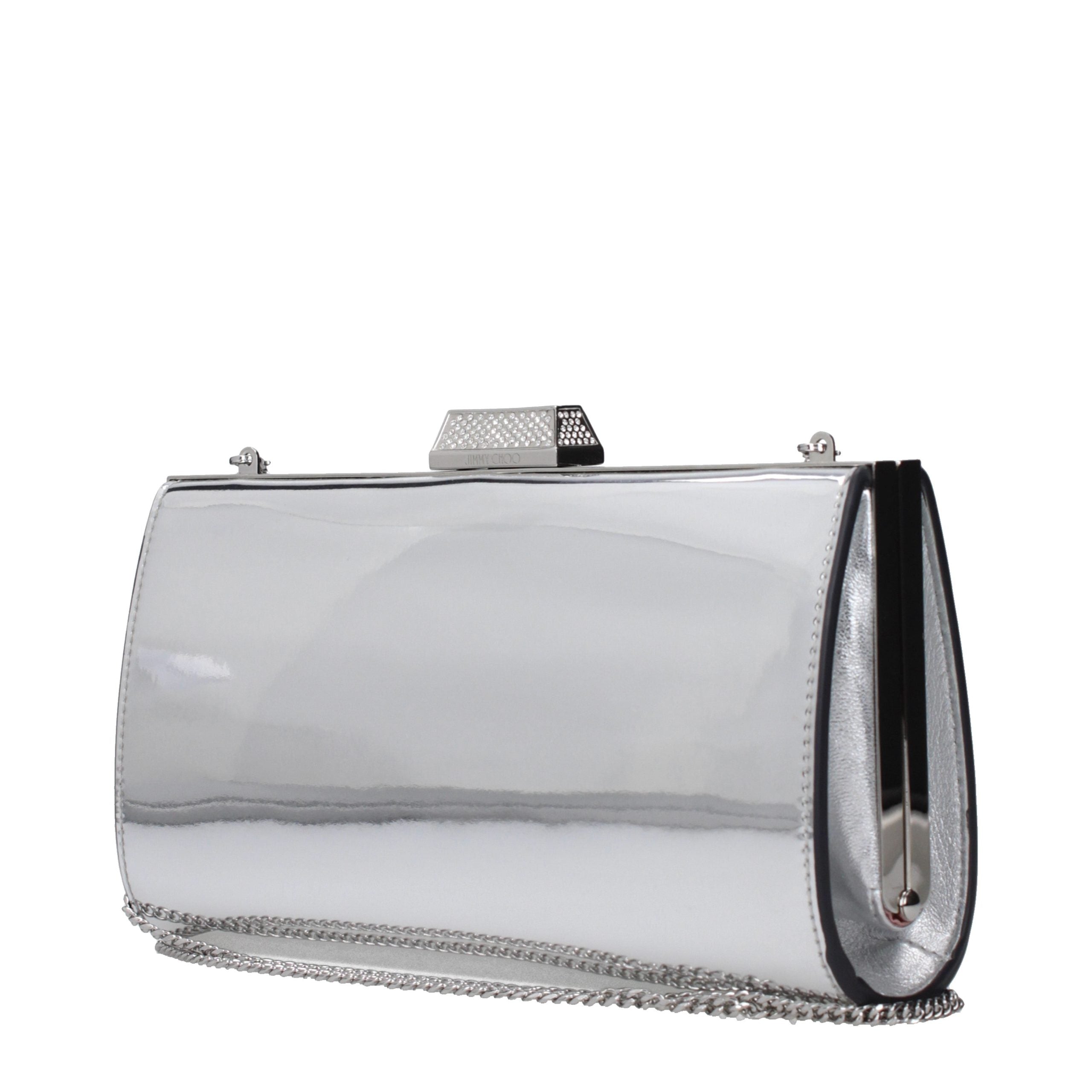 Jimmy Choo Gray Leather Clutch Women's Bag