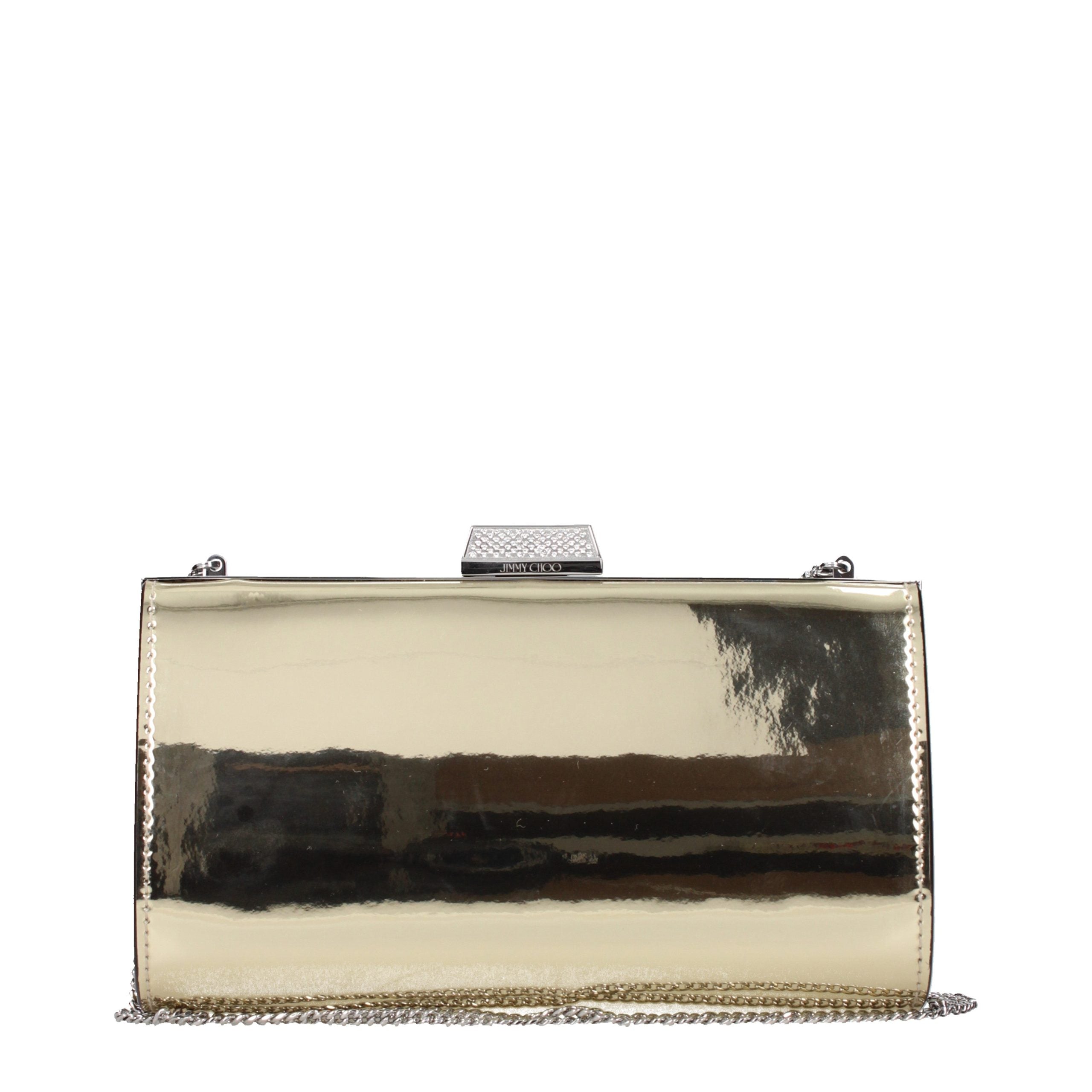 Jimmy Choo Gold Leather Clutch Women's Bag