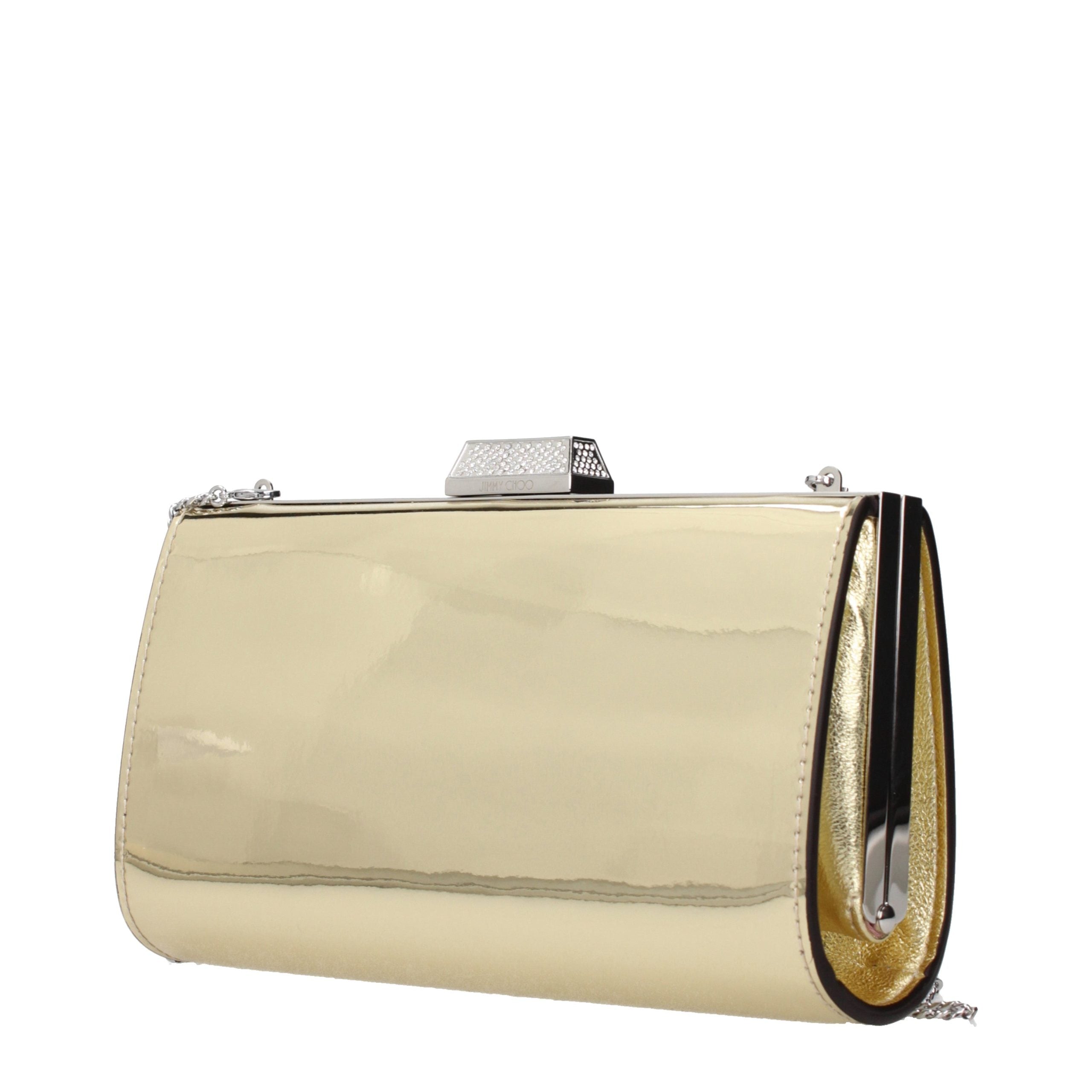 Jimmy Choo Gold Leather Clutch Women's Bag