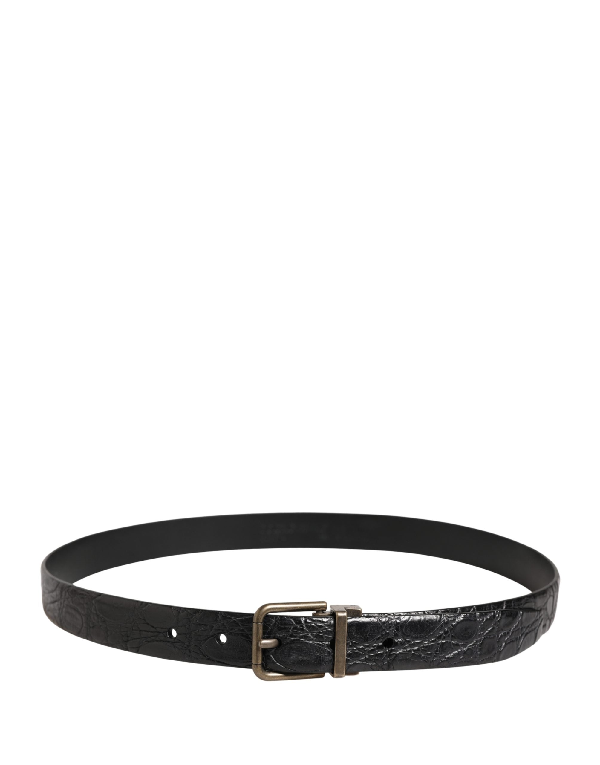 Dolce & Gabbana Men Black Exotic Leather Metal Buckle Men's Belt (Pre-Owned)