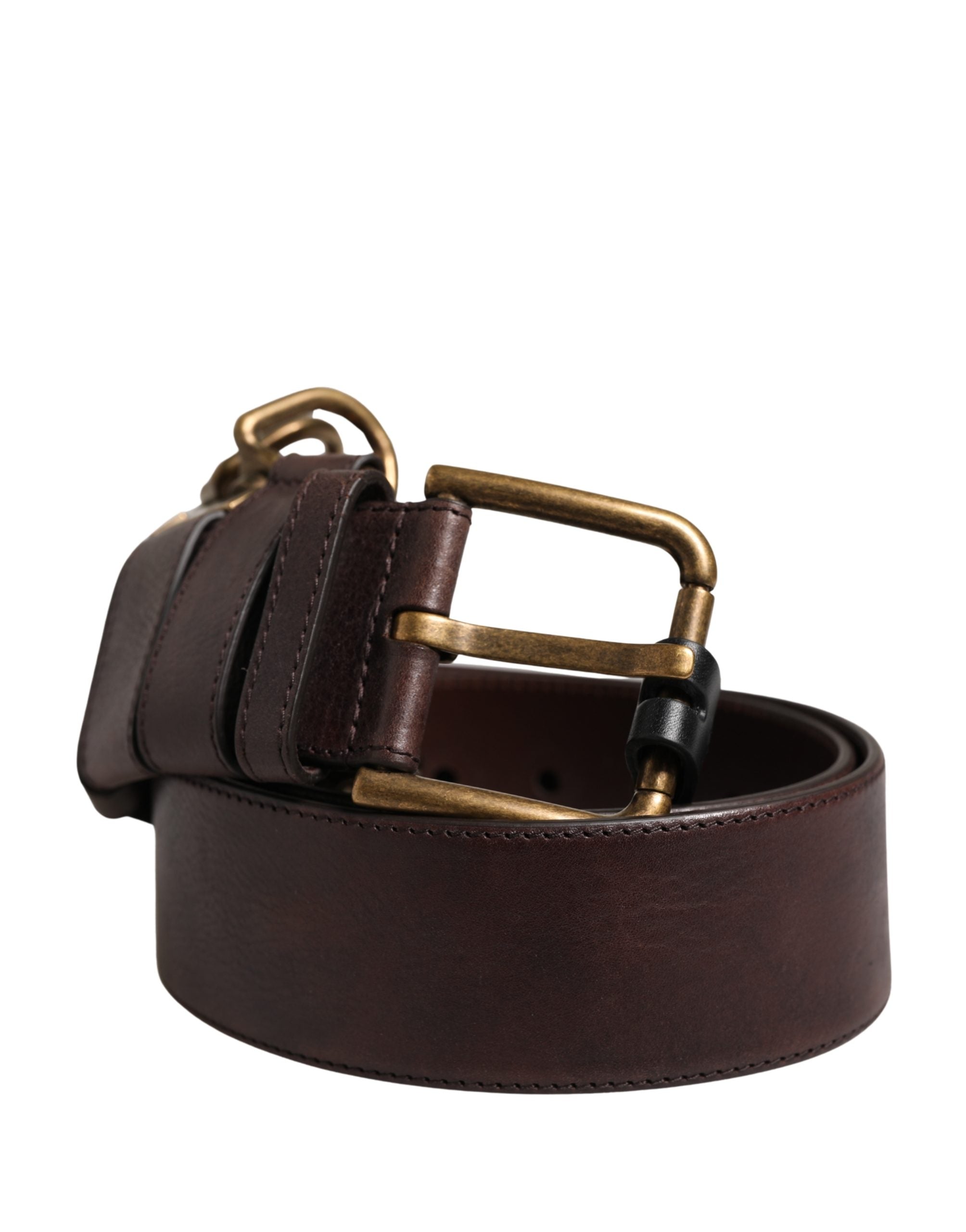 Dolce & Gabbana Men Brown Calfskin Leather Metal Buckle Men's Belt (Pre-Owned)