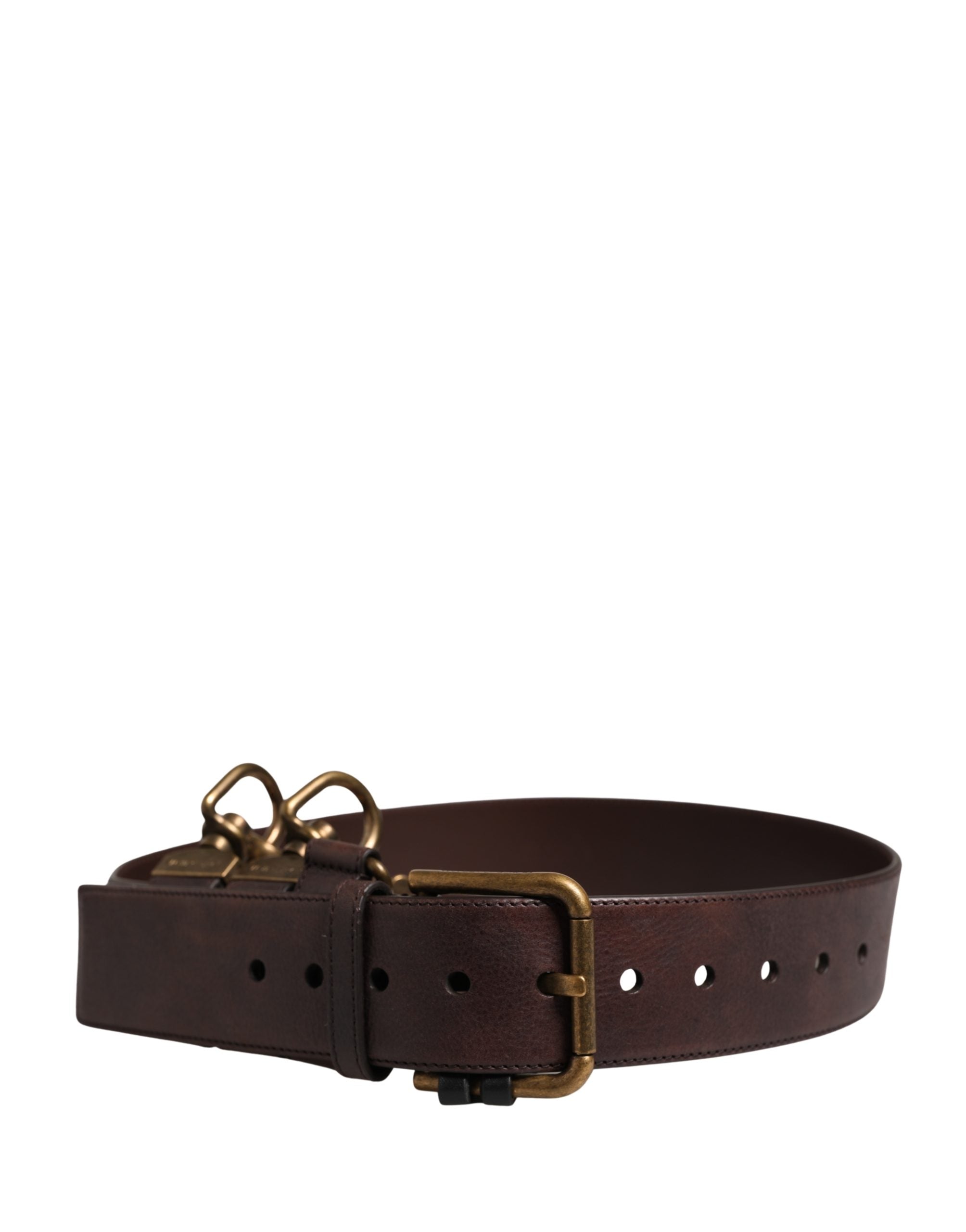 Dolce & Gabbana Men Brown Calfskin Leather Metal Buckle Men's Belt (Pre-Owned)