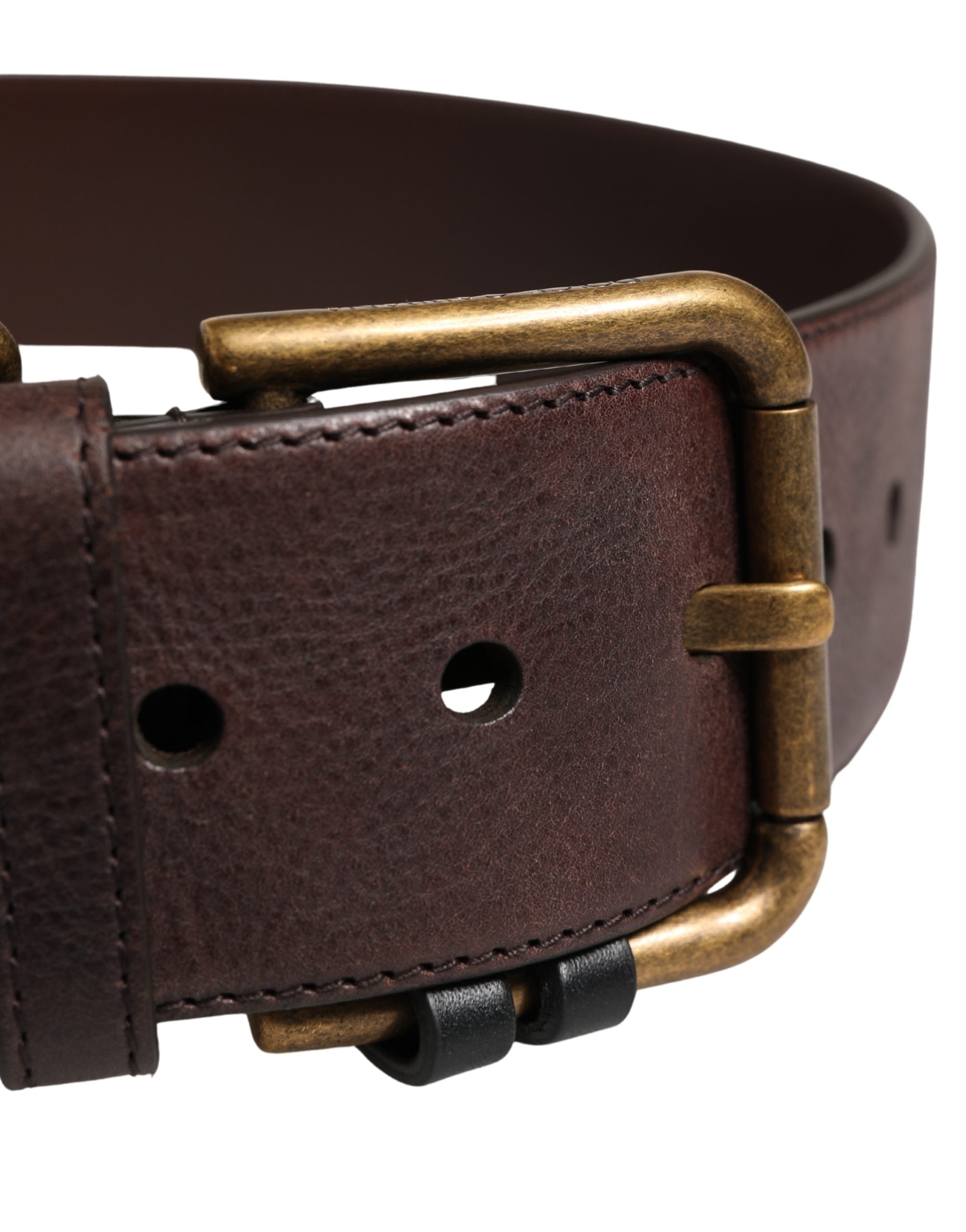 Dolce & Gabbana Men Brown Calfskin Leather Metal Buckle Men's Belt (Pre-Owned)