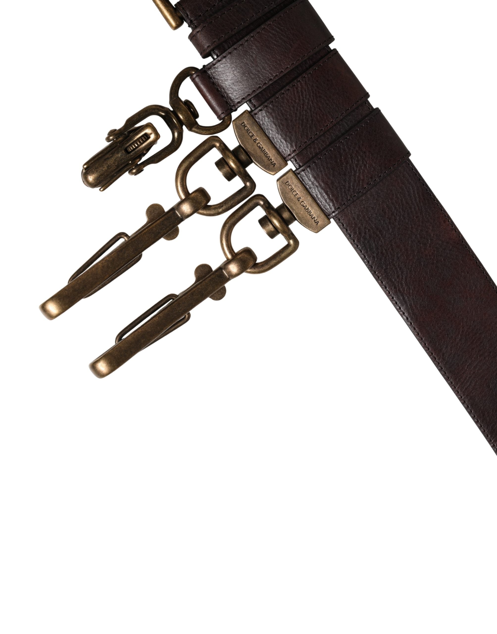Dolce & Gabbana Men Brown Calfskin Leather Metal Buckle Men's Belt (Pre-Owned)