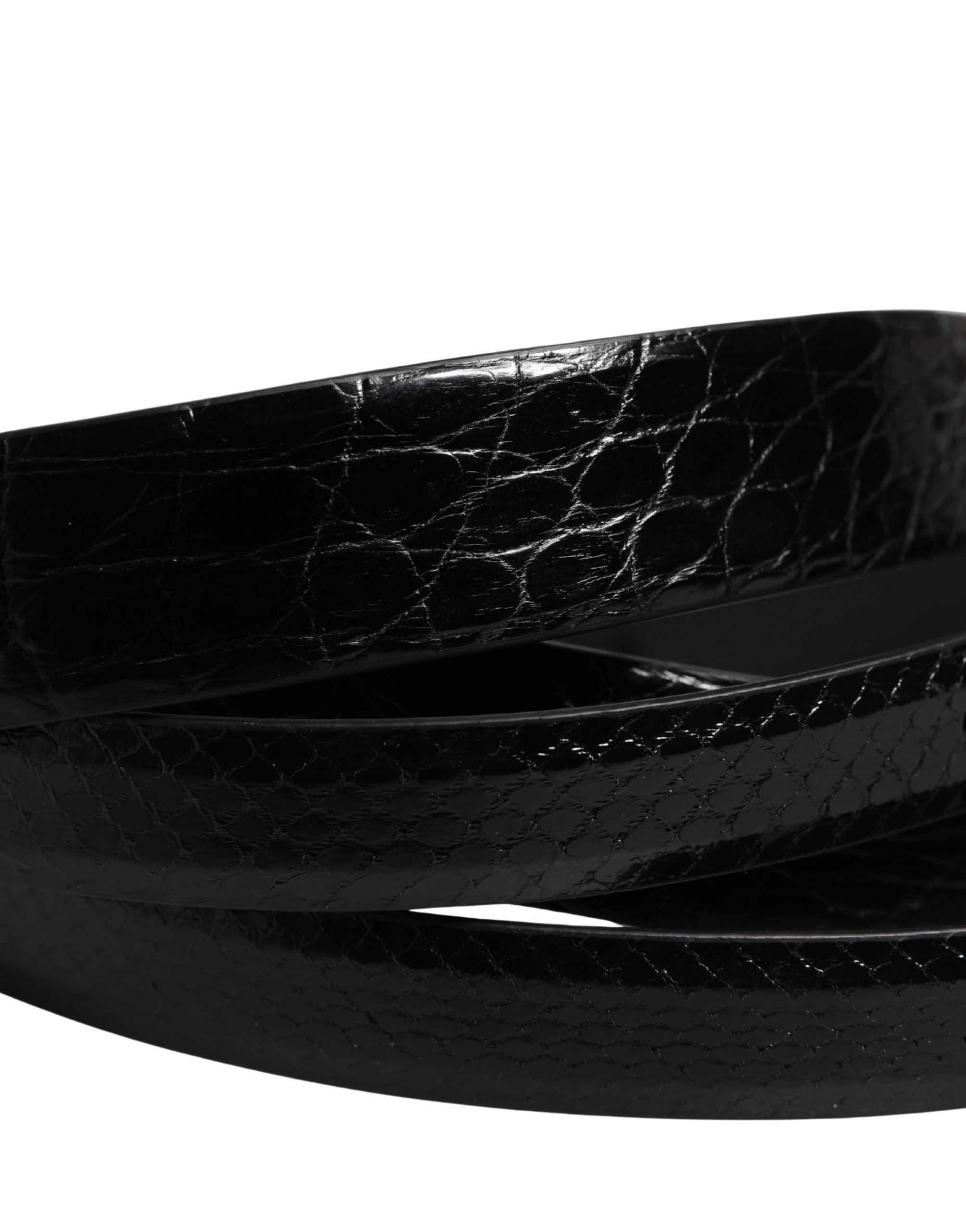 Dolce & Gabbana Men Black Exotic Leather Double Strap Men's Belt (Pre-Owned)