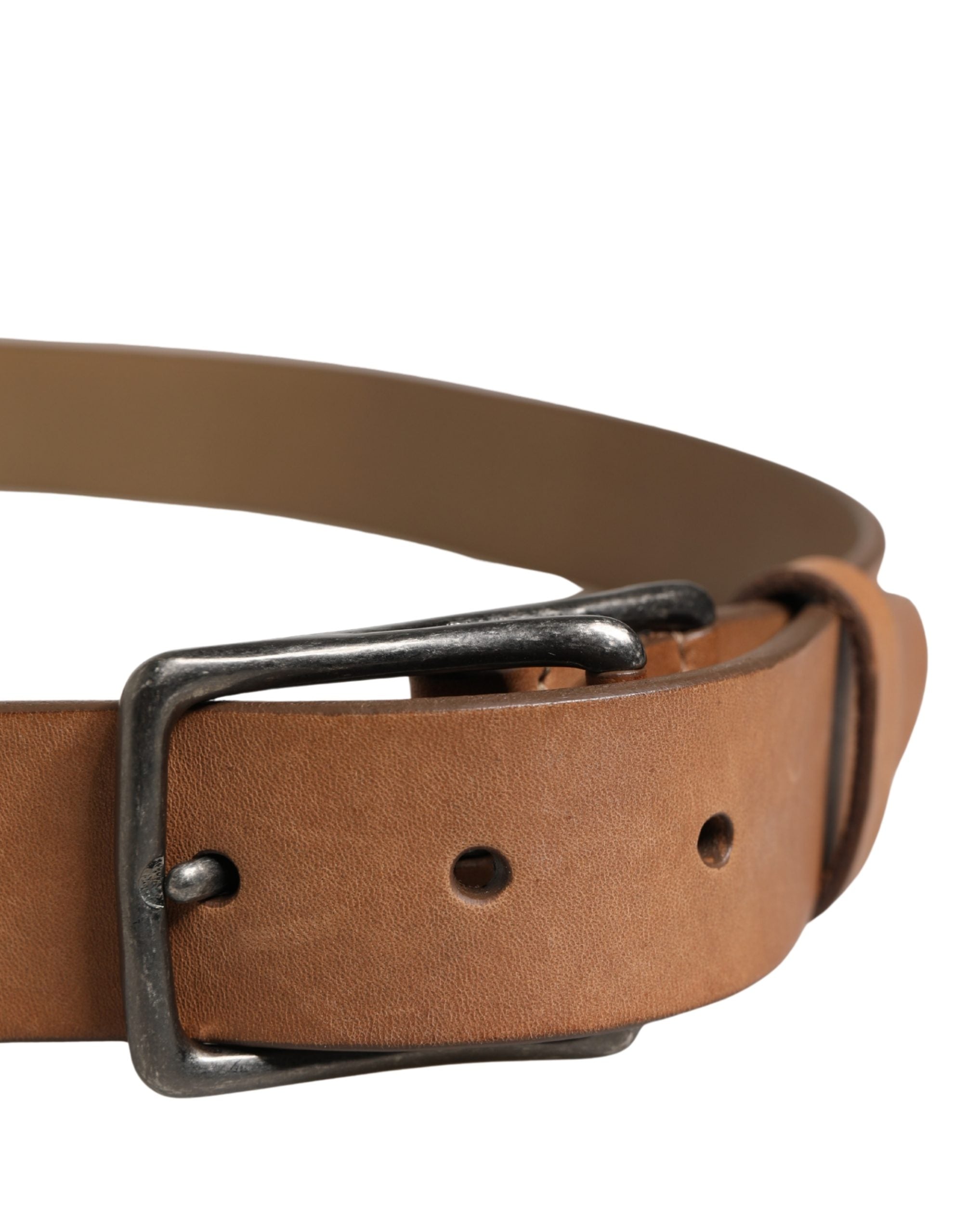 Dolce & Gabbana Men Brown Leather Classic Metal Buckle Men's Belt