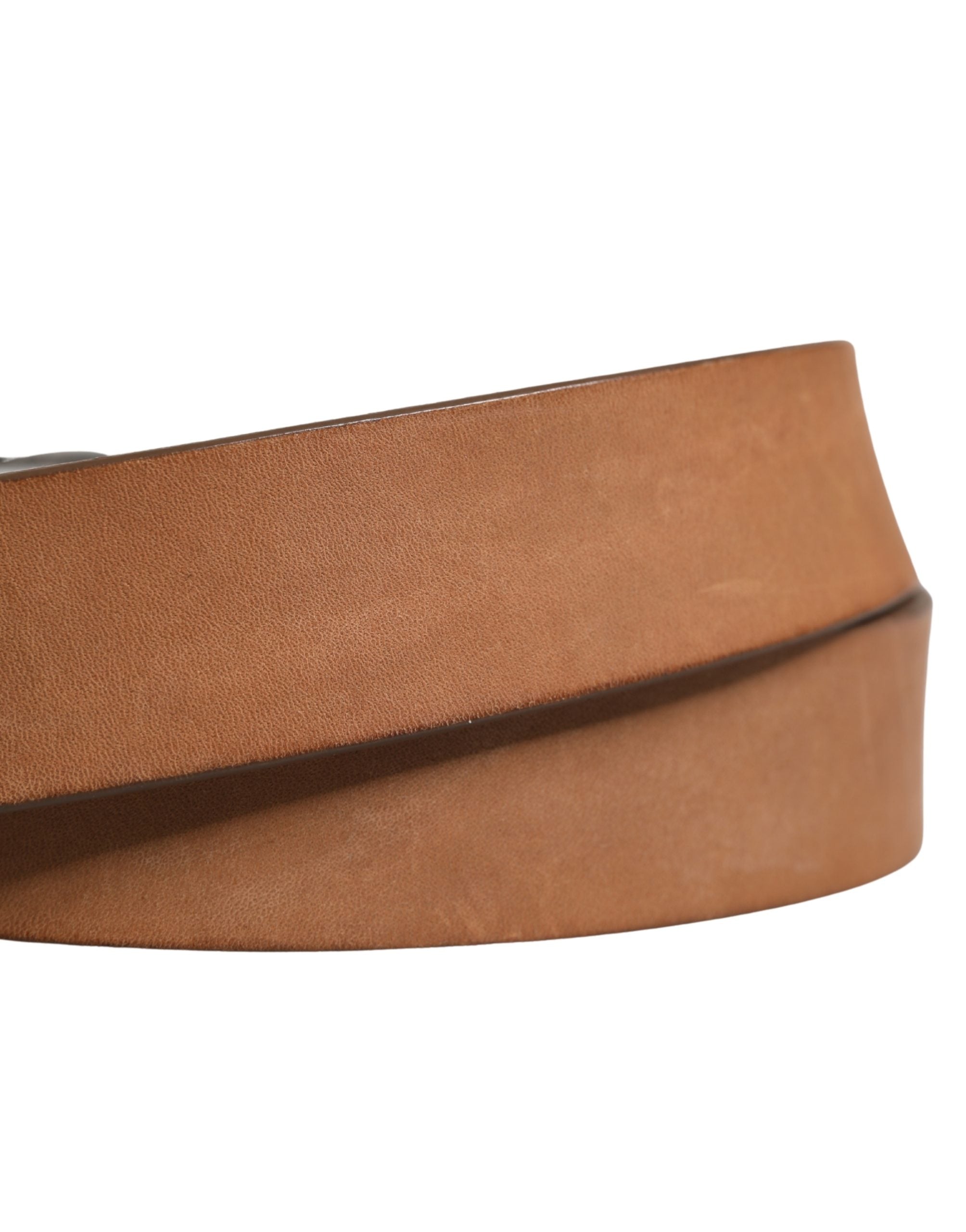 Dolce & Gabbana Men Brown Leather Classic Metal Buckle Men's Belt