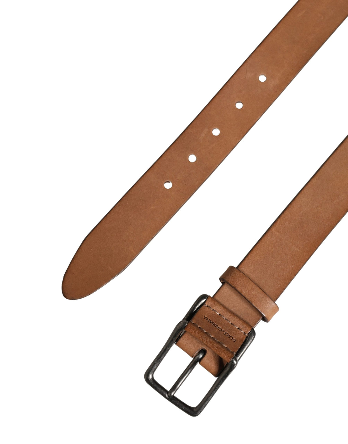 Dolce & Gabbana Men Brown Leather Classic Metal Buckle Men's Belt