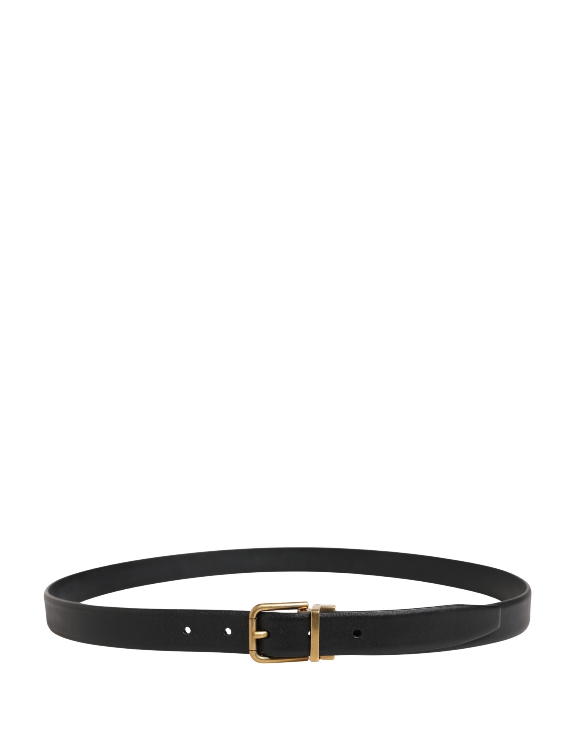 Dolce & Gabbana Men Black Classic Leather Metal Buckle Men's Belt