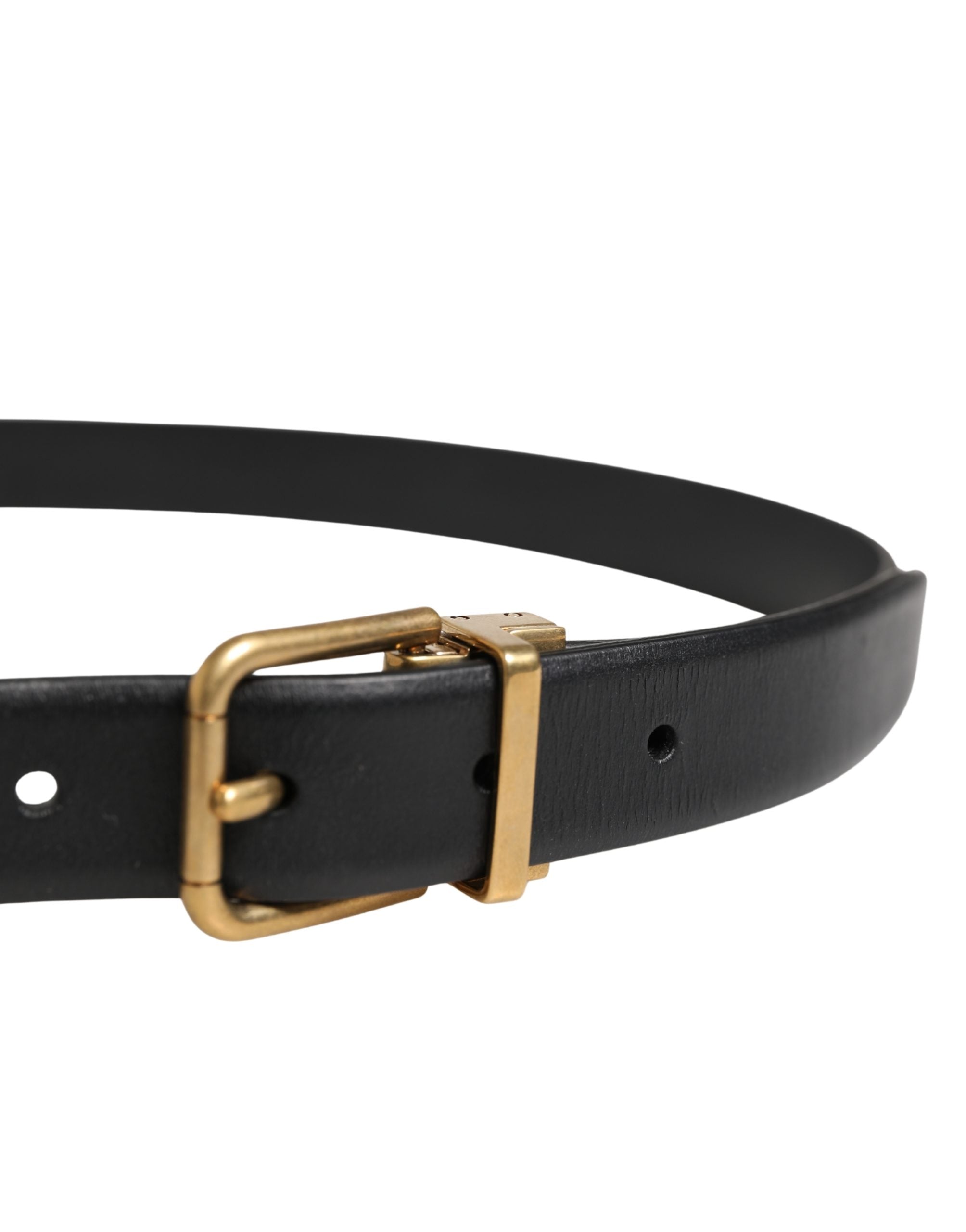 Dolce & Gabbana Men Black Classic Leather Metal Buckle Men's Belt
