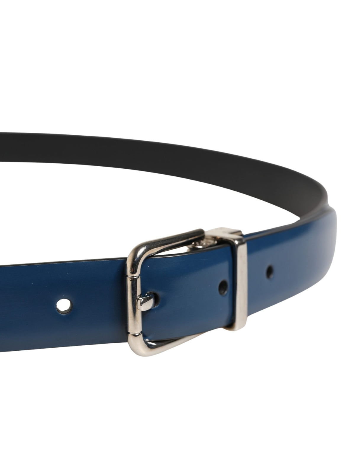 Dolce & Gabbana Men Blue Classic Leather Metal Buckle Men's Belt
