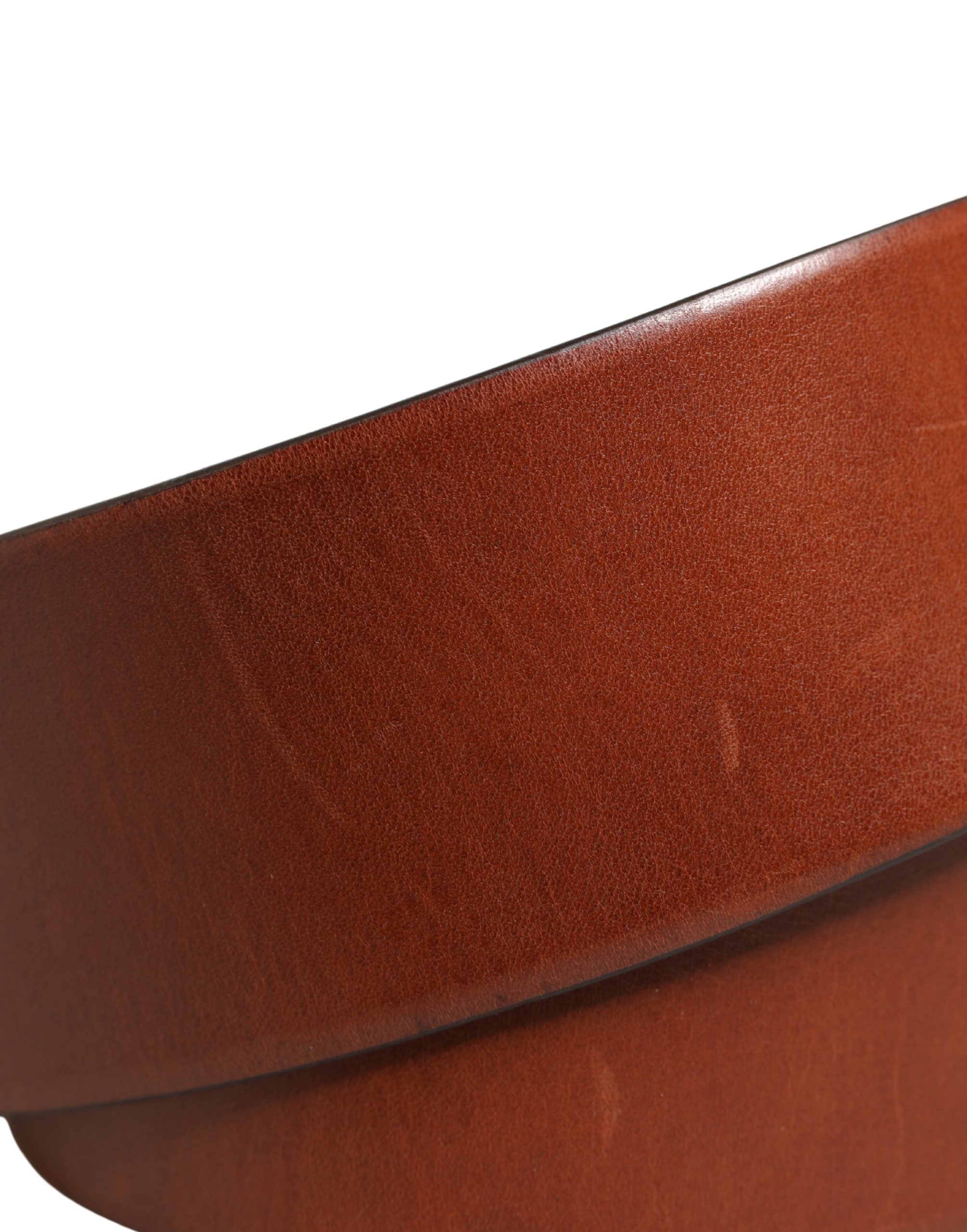 Dolce & Gabbana Men Brown Leather Wide Waist Metal Round Buckle Men's Belt
