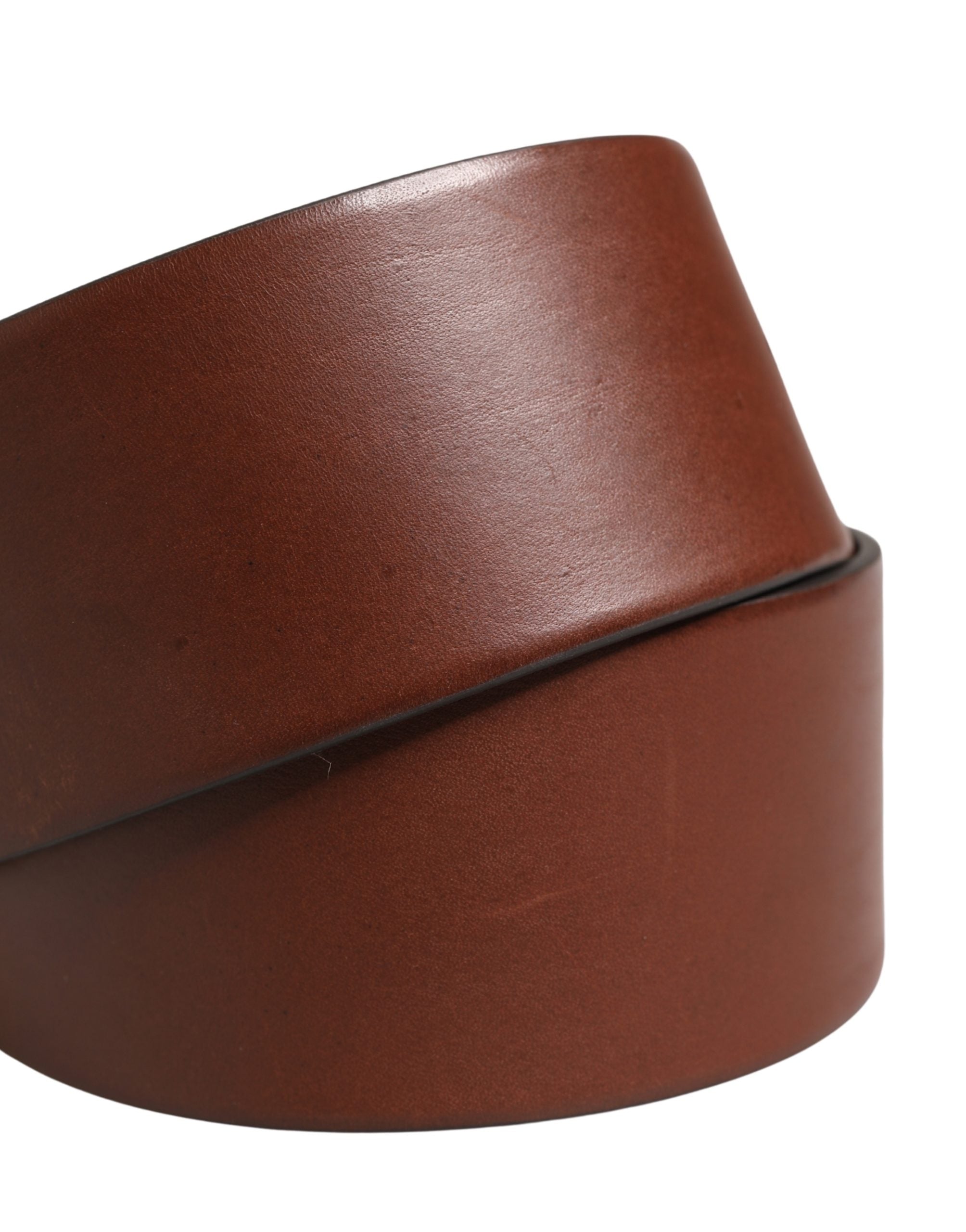 Dolce & Gabbana Brown Leather Wide Waist Metal Round Men's Belt