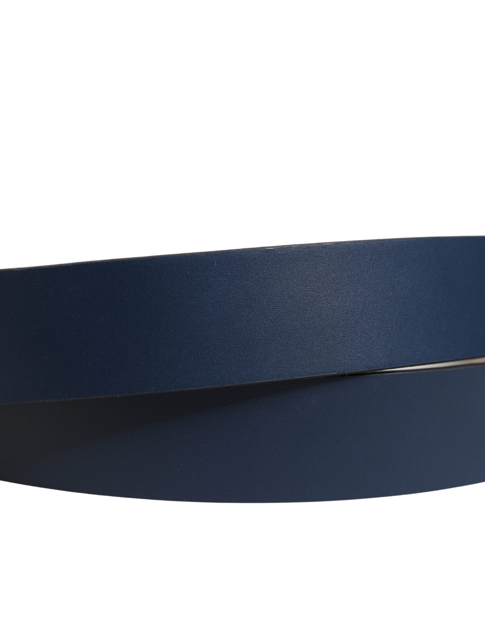 Dolce & Gabbana Men Blue Calf Leather Logo Metal Buckle Men's Belt