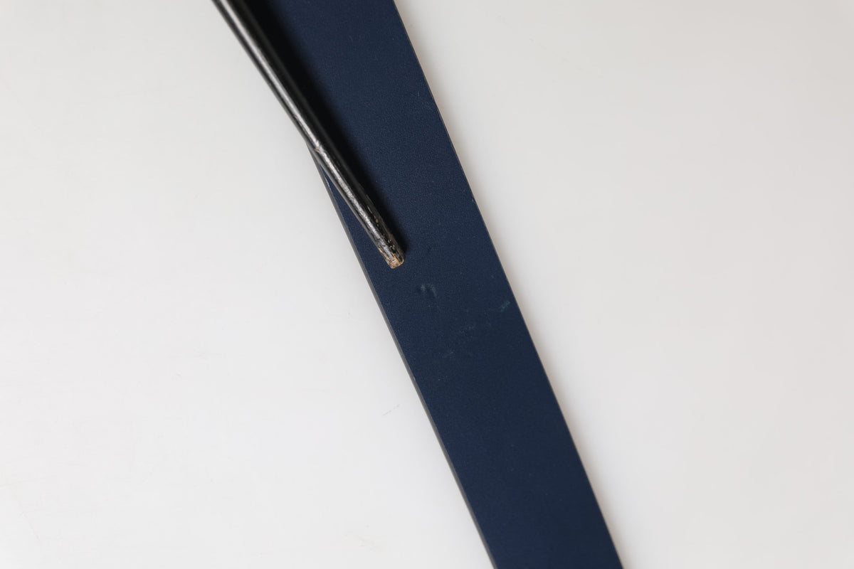 Dolce & Gabbana Men Blue Calf Leather Logo Metal Buckle Men's Belt (Pre-Owned)