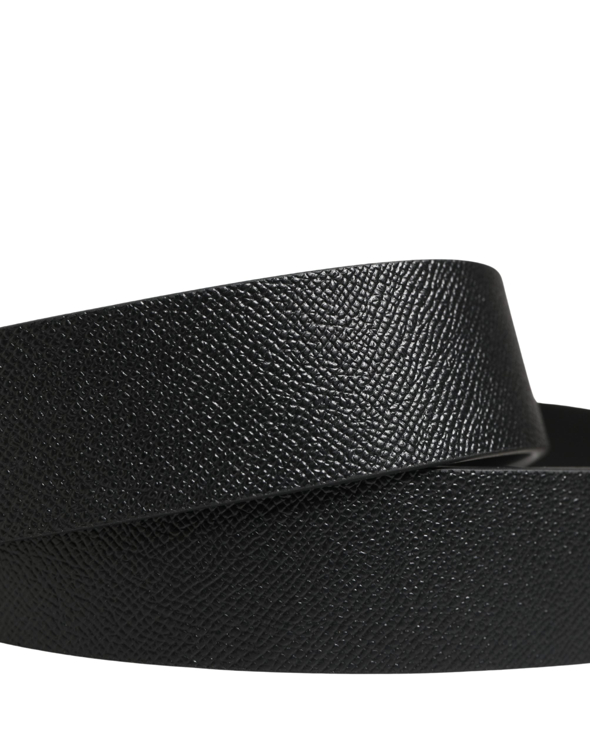 Dolce & Gabbana Men Black Leather DG Logo Metal Buckle Men's Belt