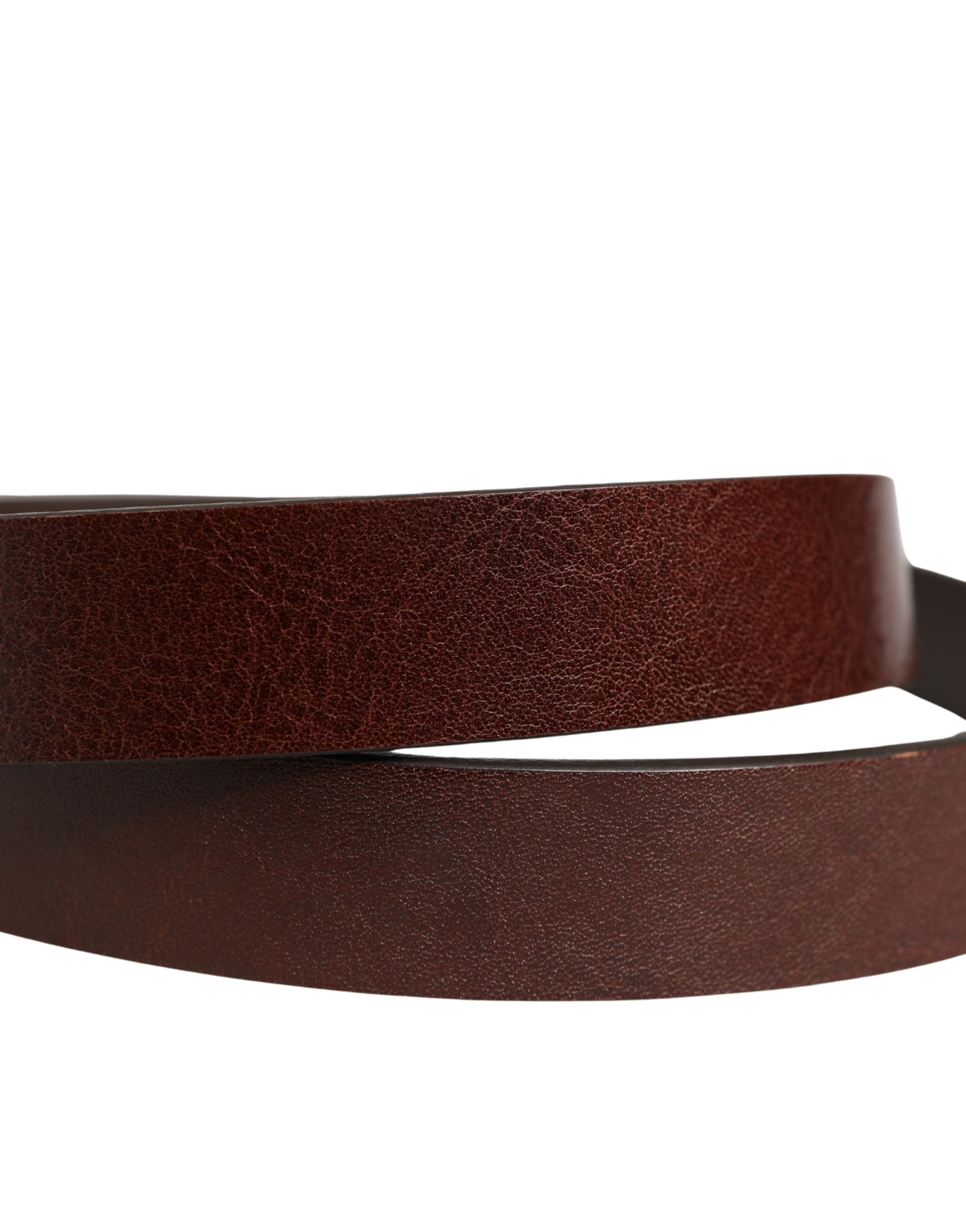 Dolce & Gabbana Men Brown Classic Leather Logo Buckle Men's Belt (Pre-Owned)