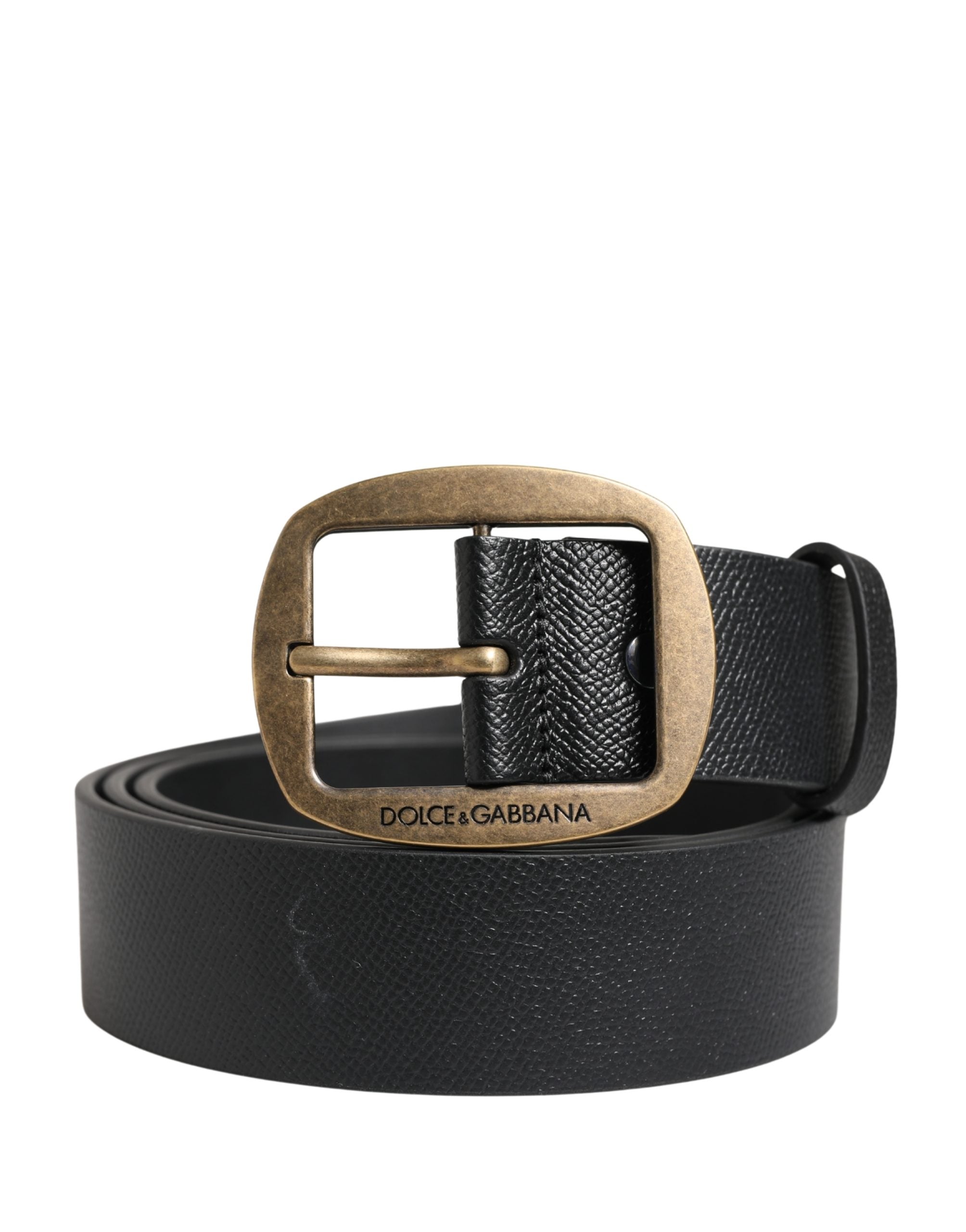 Dolce & Gabbana Men Black Classic Leather Metal Buckle Men's Belt