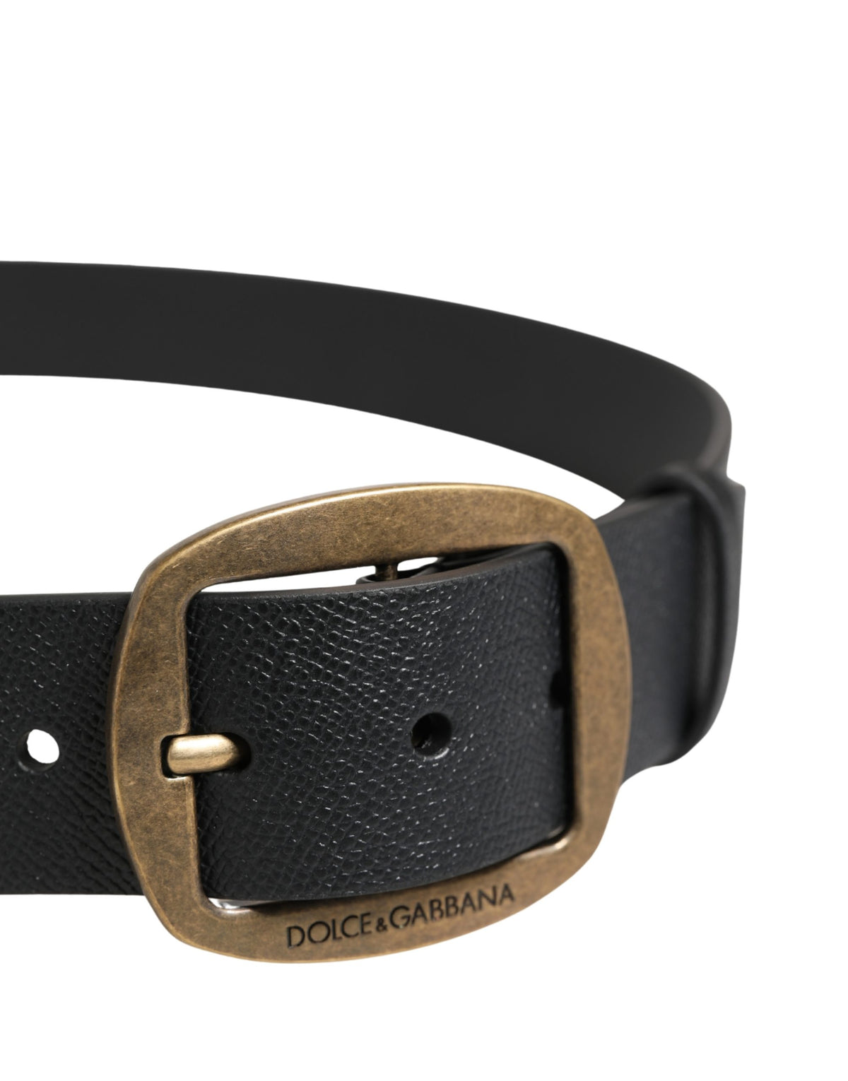 Dolce & Gabbana Men Black Classic Leather Metal Buckle Men's Belt