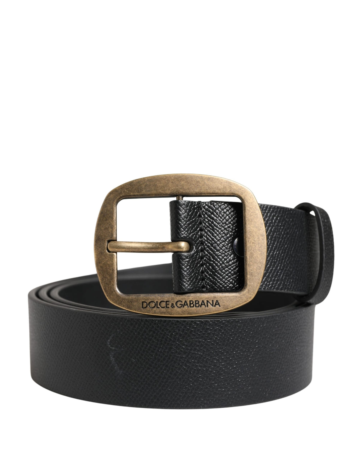 Dolce & Gabbana Men Black Classic Leather Metal Buckle Men's Belt