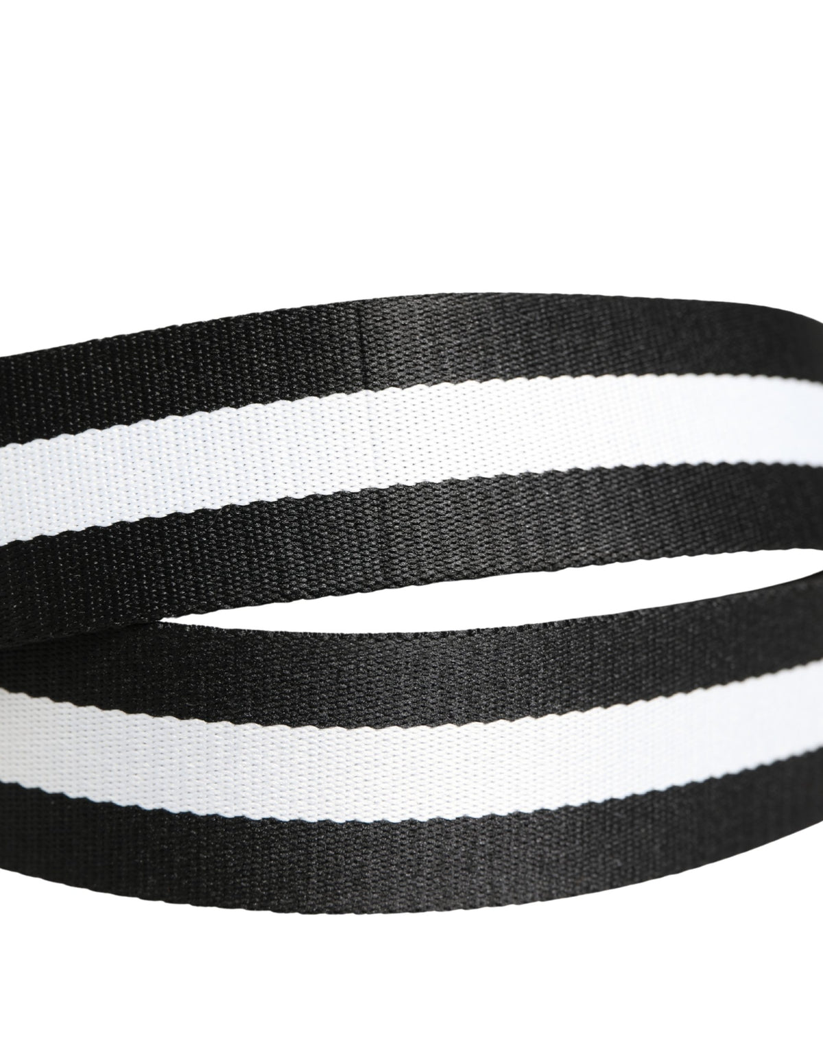 Dolce & Gabbana Men Black White Nylon Logo Metal Buckle Men's Belt (Pre-Owned)