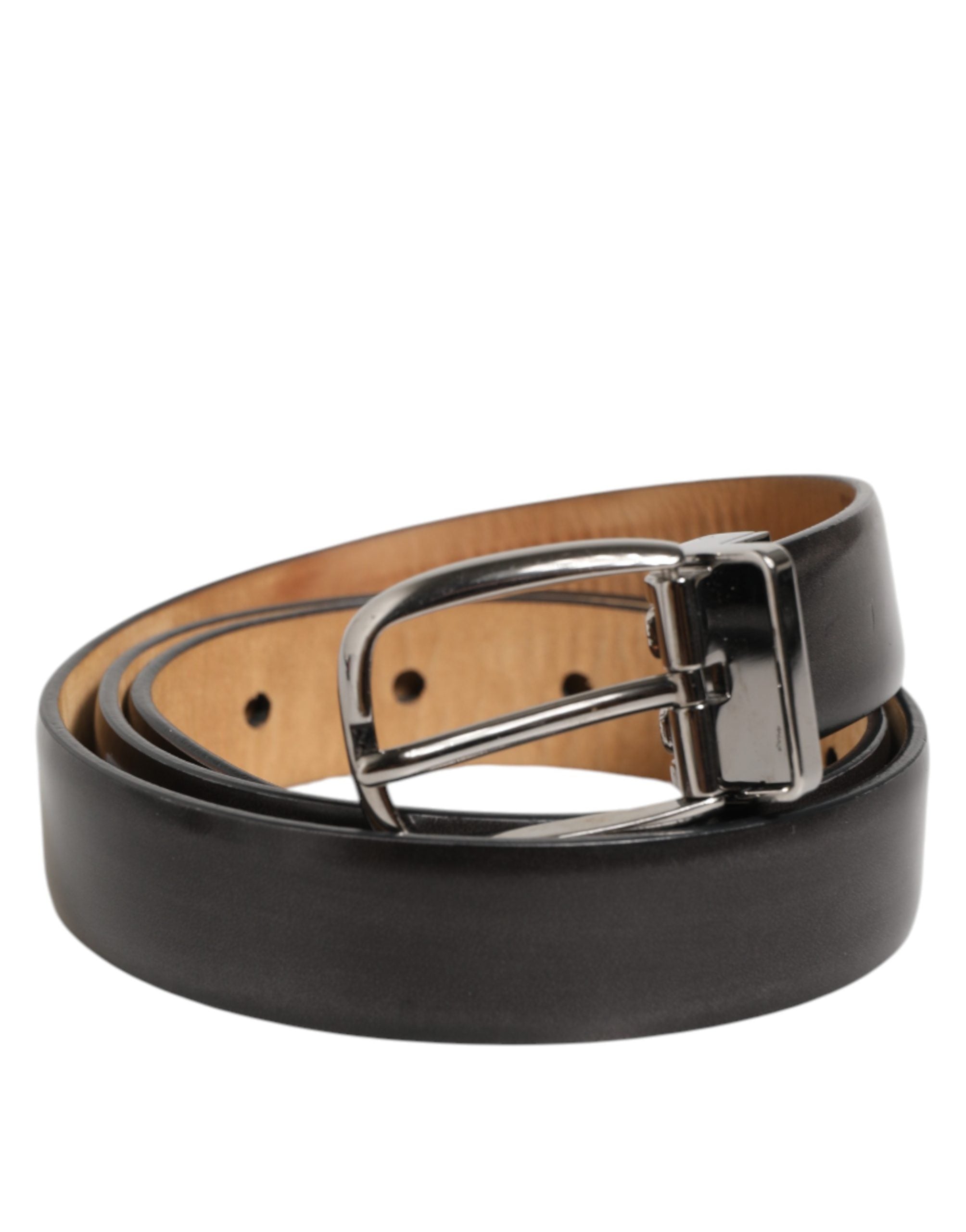 Dolce & Gabbana Men Black Leather Classic Metal Buckle Men's Belt (Pre-Owned)