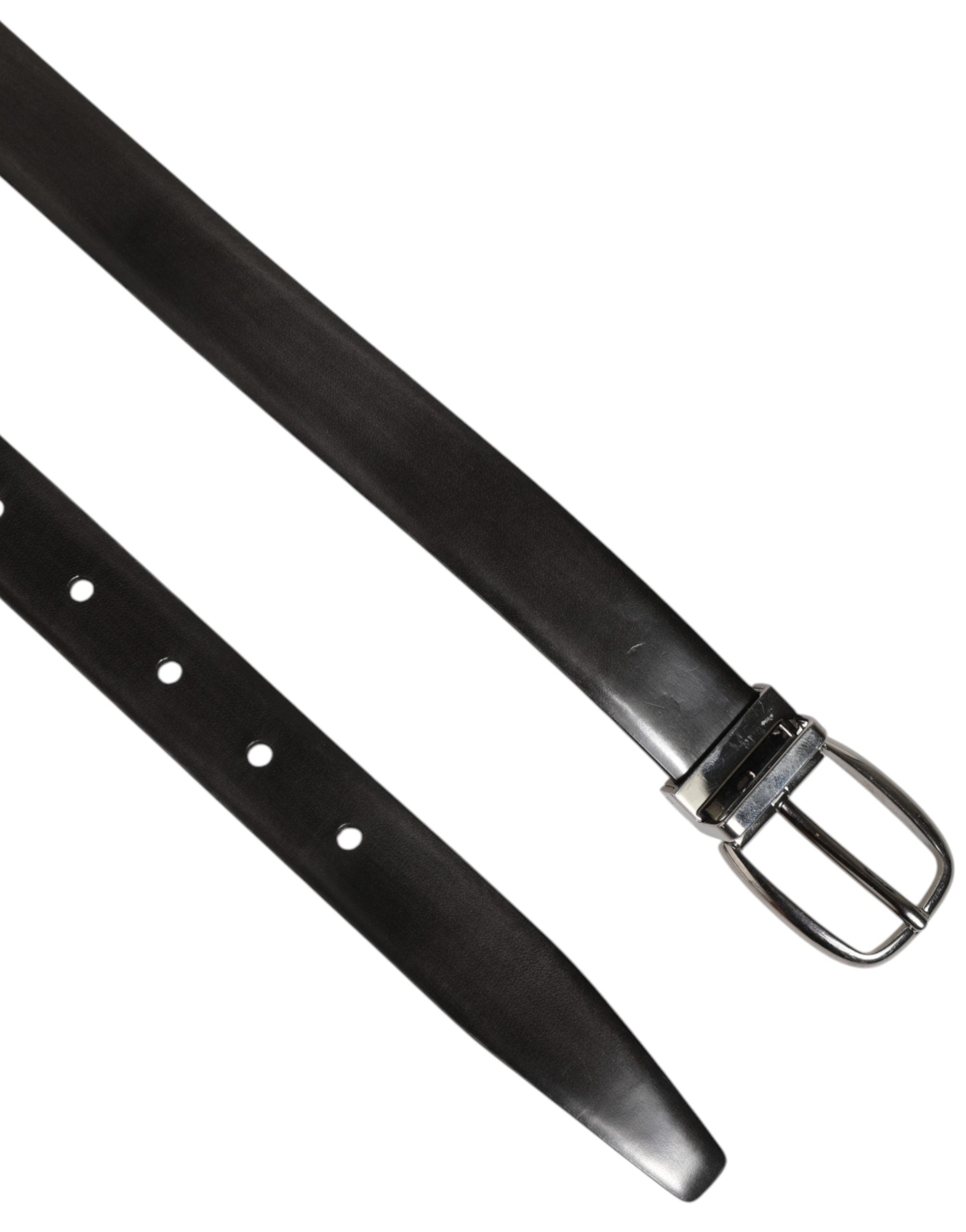 Dolce & Gabbana Men Black Leather Classic Metal Buckle Men's Belt (Pre-Owned)