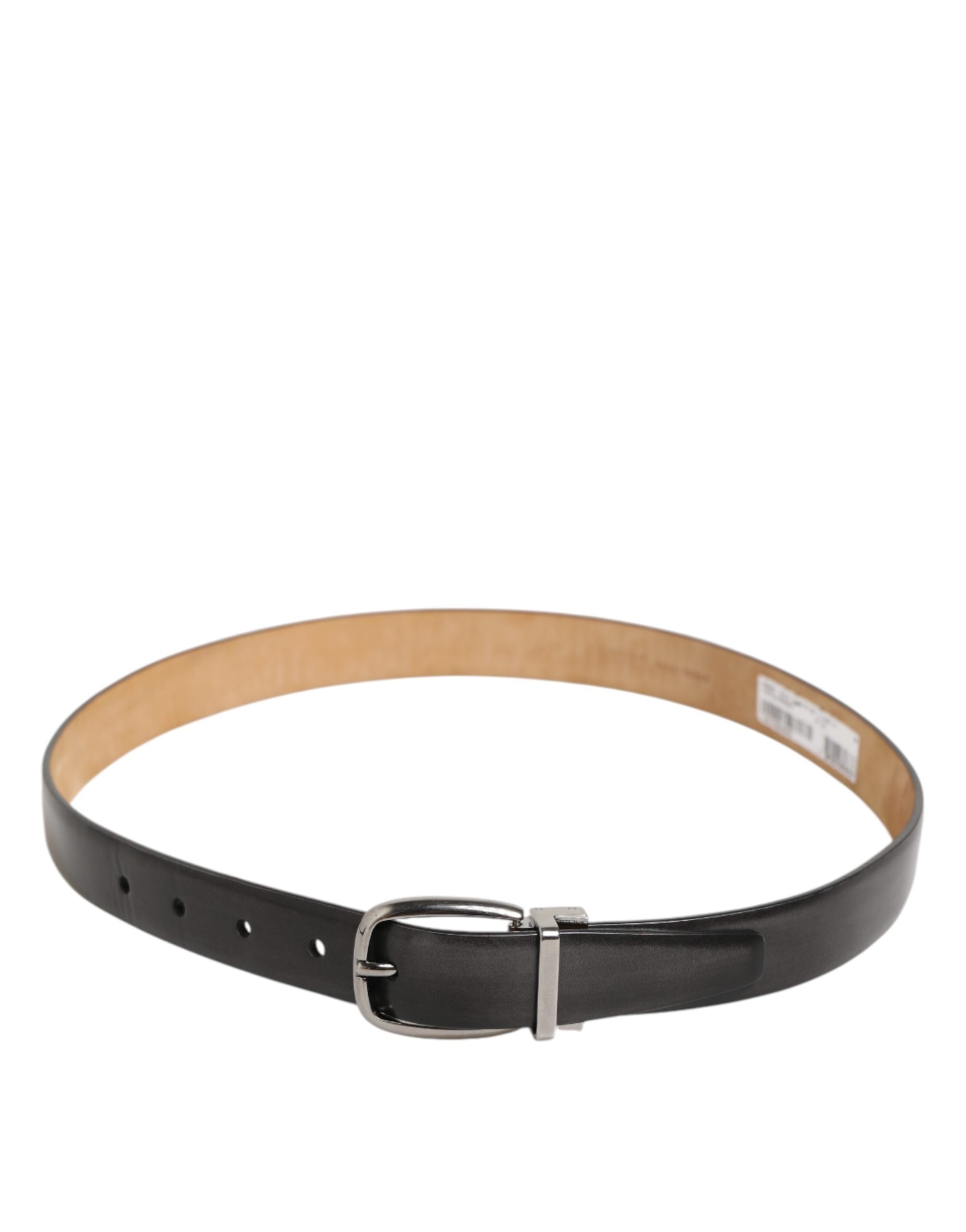 Dolce & Gabbana Men Black Leather Classic Metal Buckle Men's Belt (Pre-Owned)