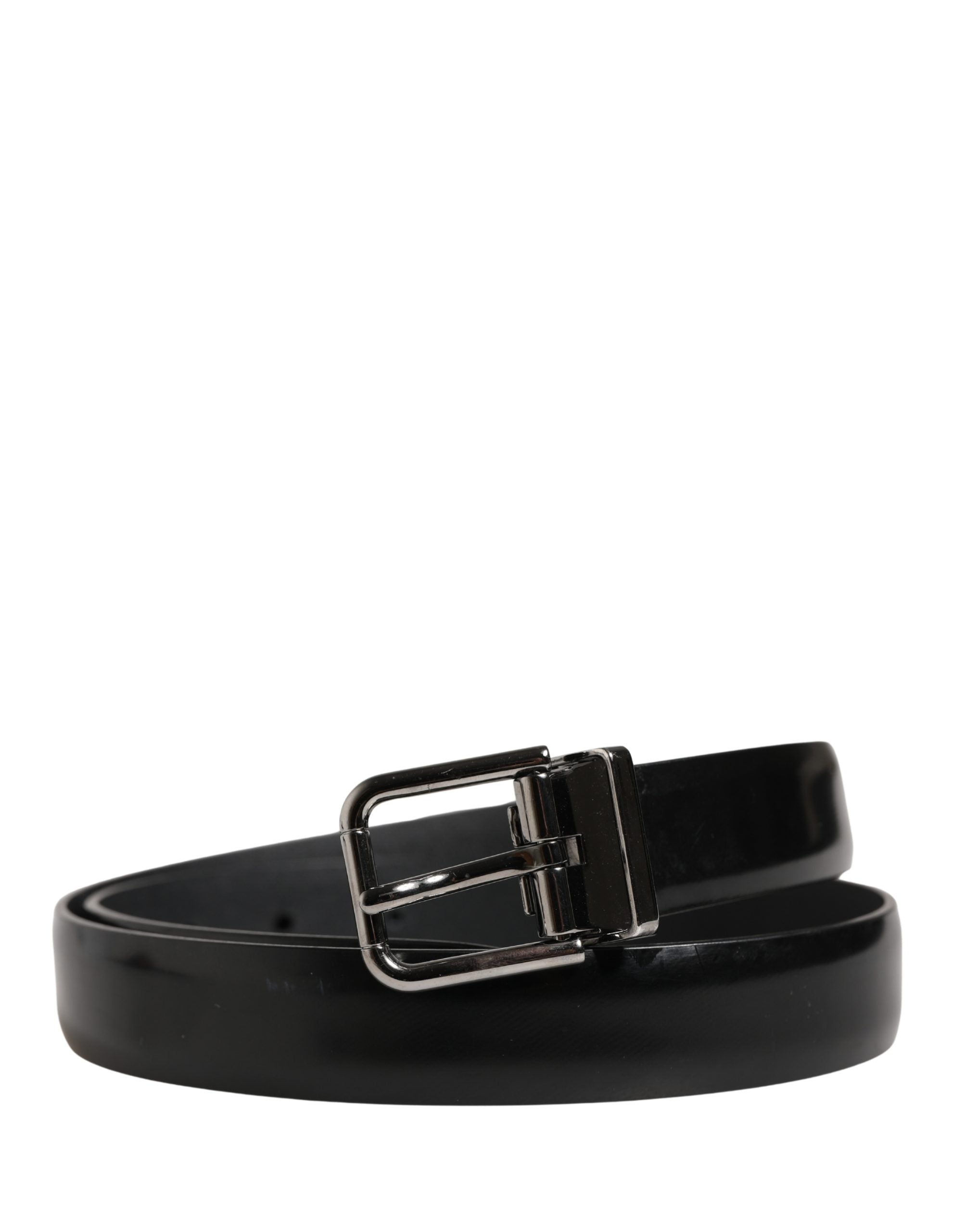 Dolce & Gabbana Men Black Leather Classic Metal Buckle Men's Belt (Pre-Owned)