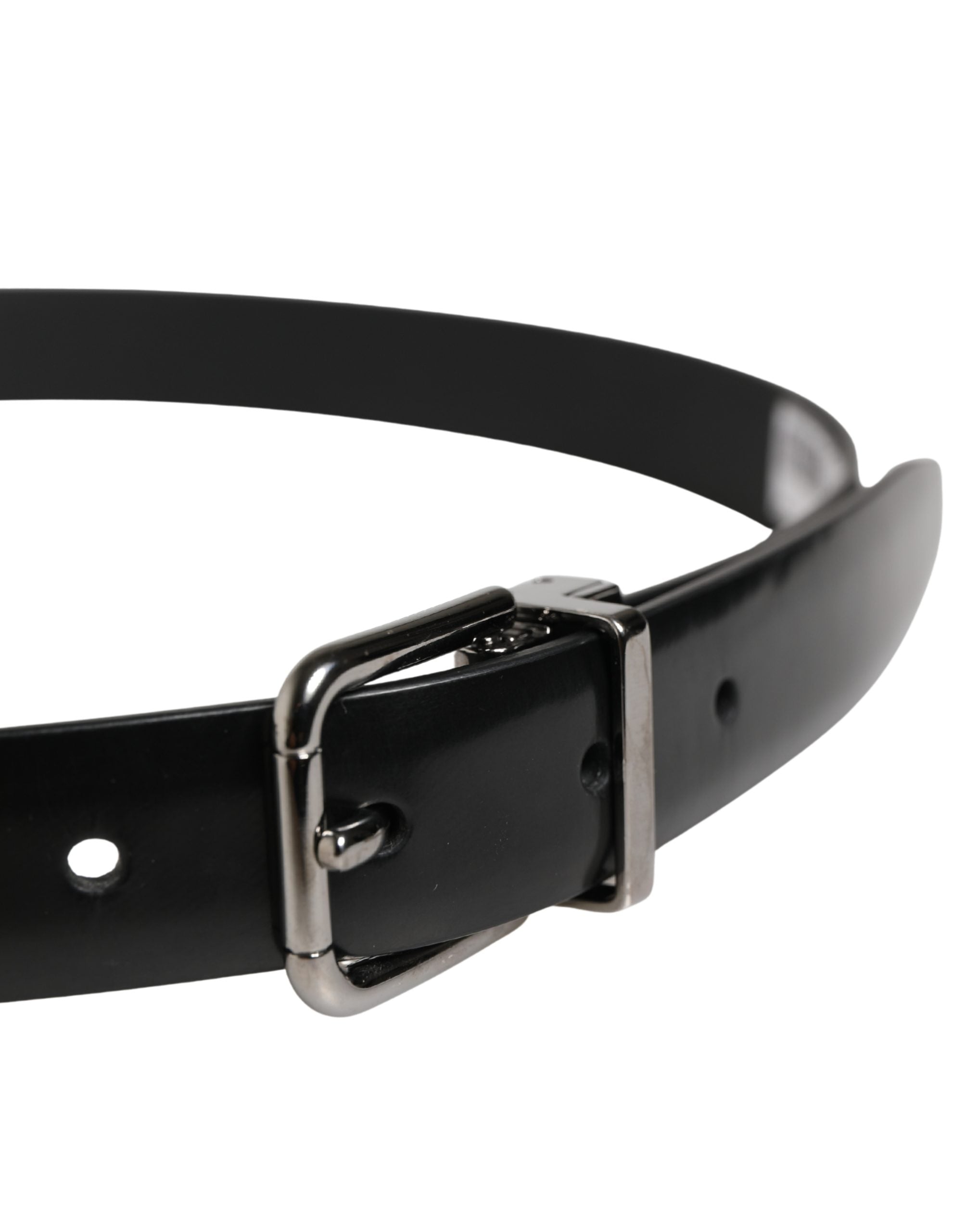 Dolce & Gabbana Men Black Leather Classic Metal Buckle Men's Belt (Pre-Owned)