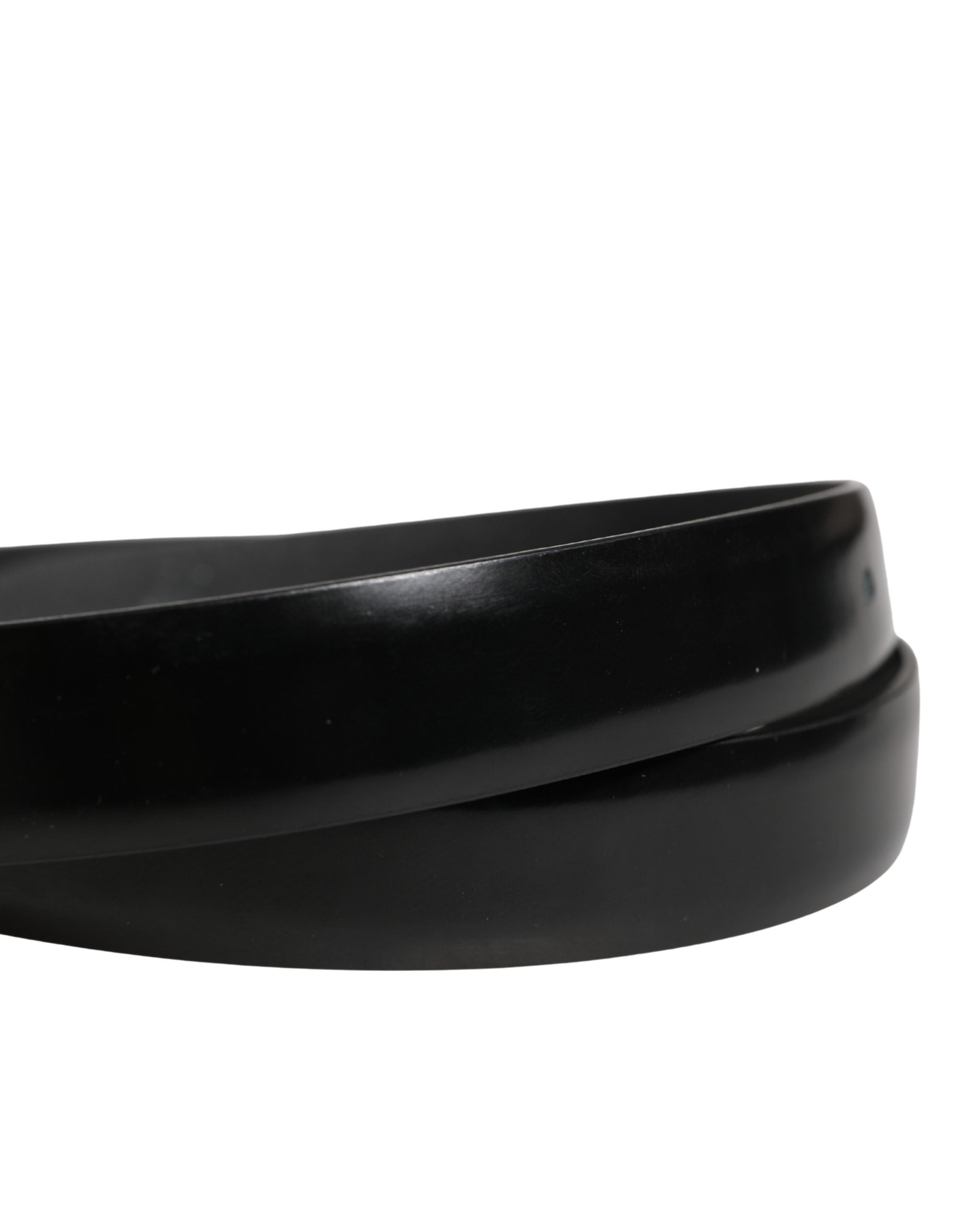 Dolce & Gabbana Men Black Leather Classic Metal Buckle Men's Belt (Pre-Owned)