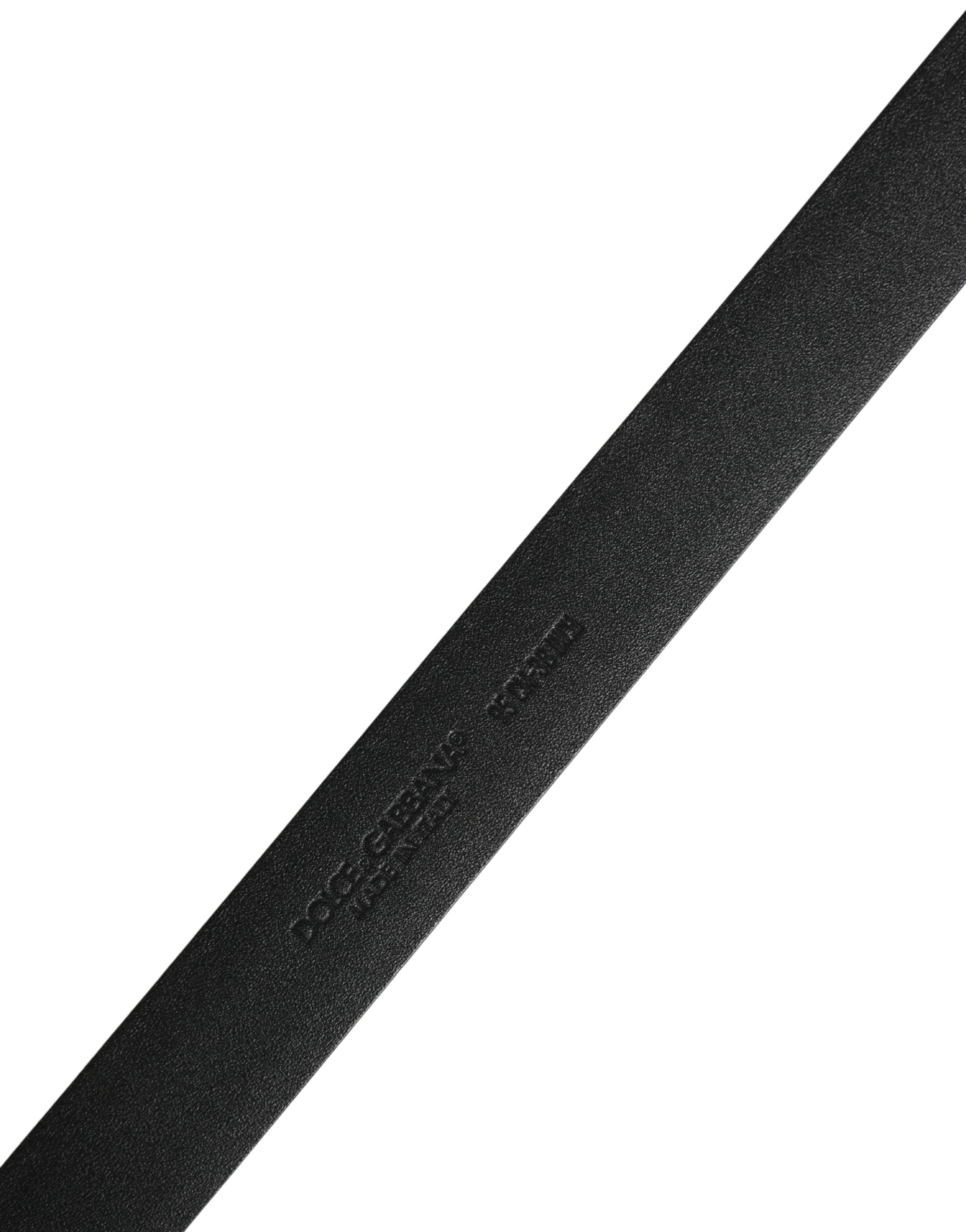Dolce & Gabbana Men Black Leather Classic Metal Buckle Men's Belt (Pre-Owned)
