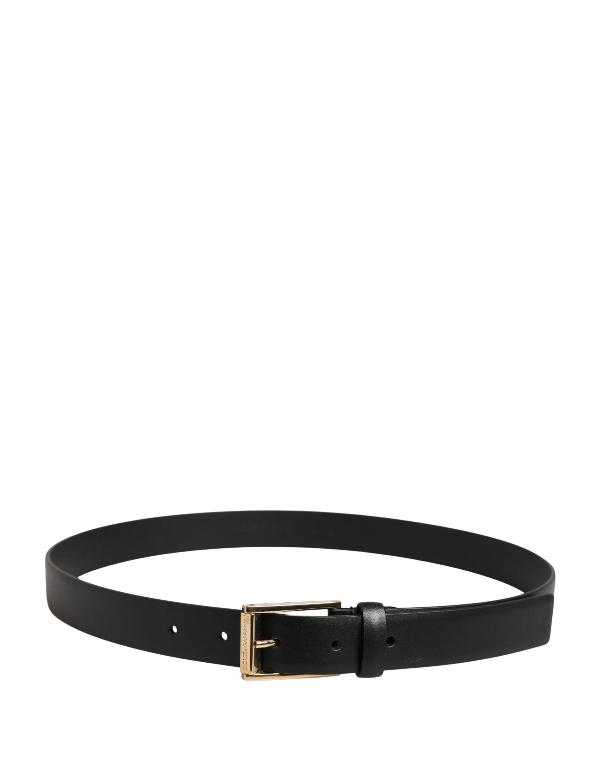 Dolce & Gabbana Men Black Classic Leather Metal Buckle Men's Belt