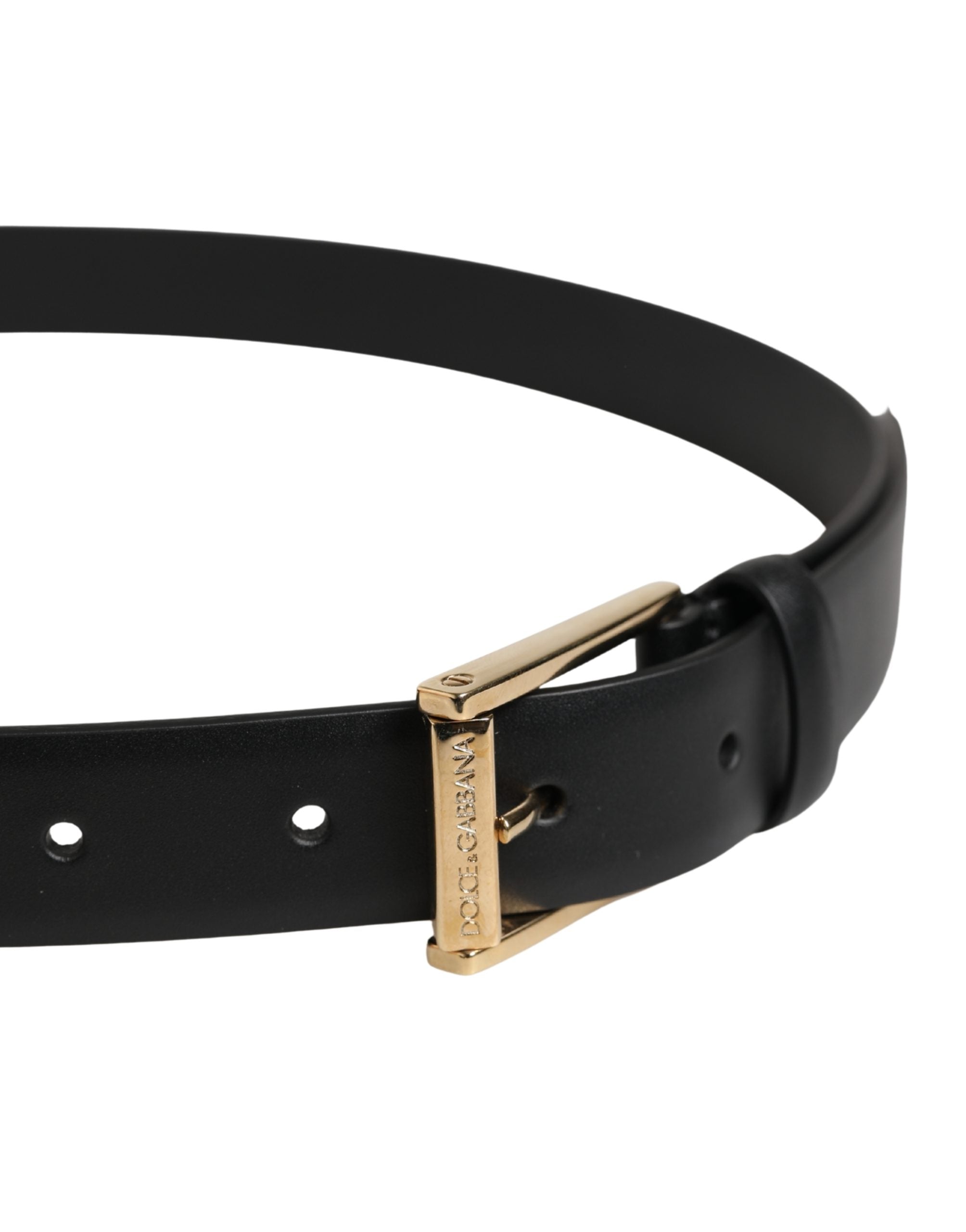 Dolce & Gabbana Men Black Classic Leather Metal Buckle Men's Belt