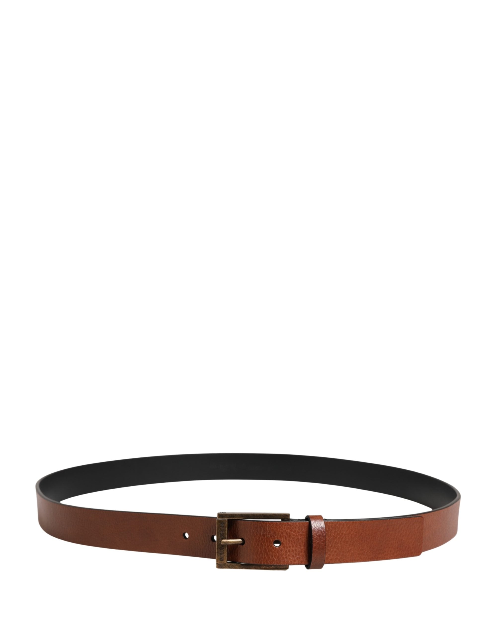 Dolce & Gabbana Men Brown Leather Classic Metal Buckle Men's Belt