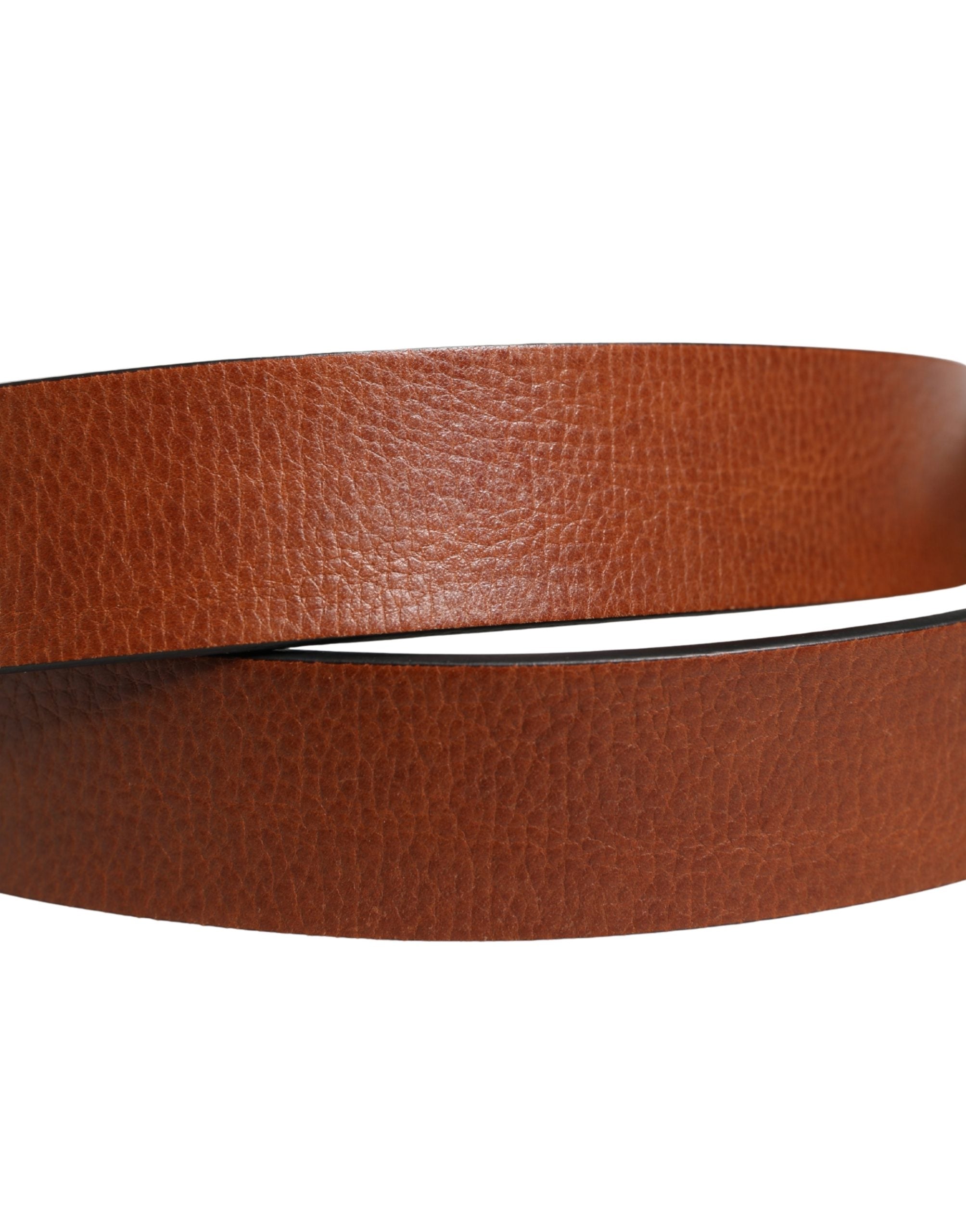 Dolce & Gabbana Men Brown Leather Classic Metal Buckle Men's Belt