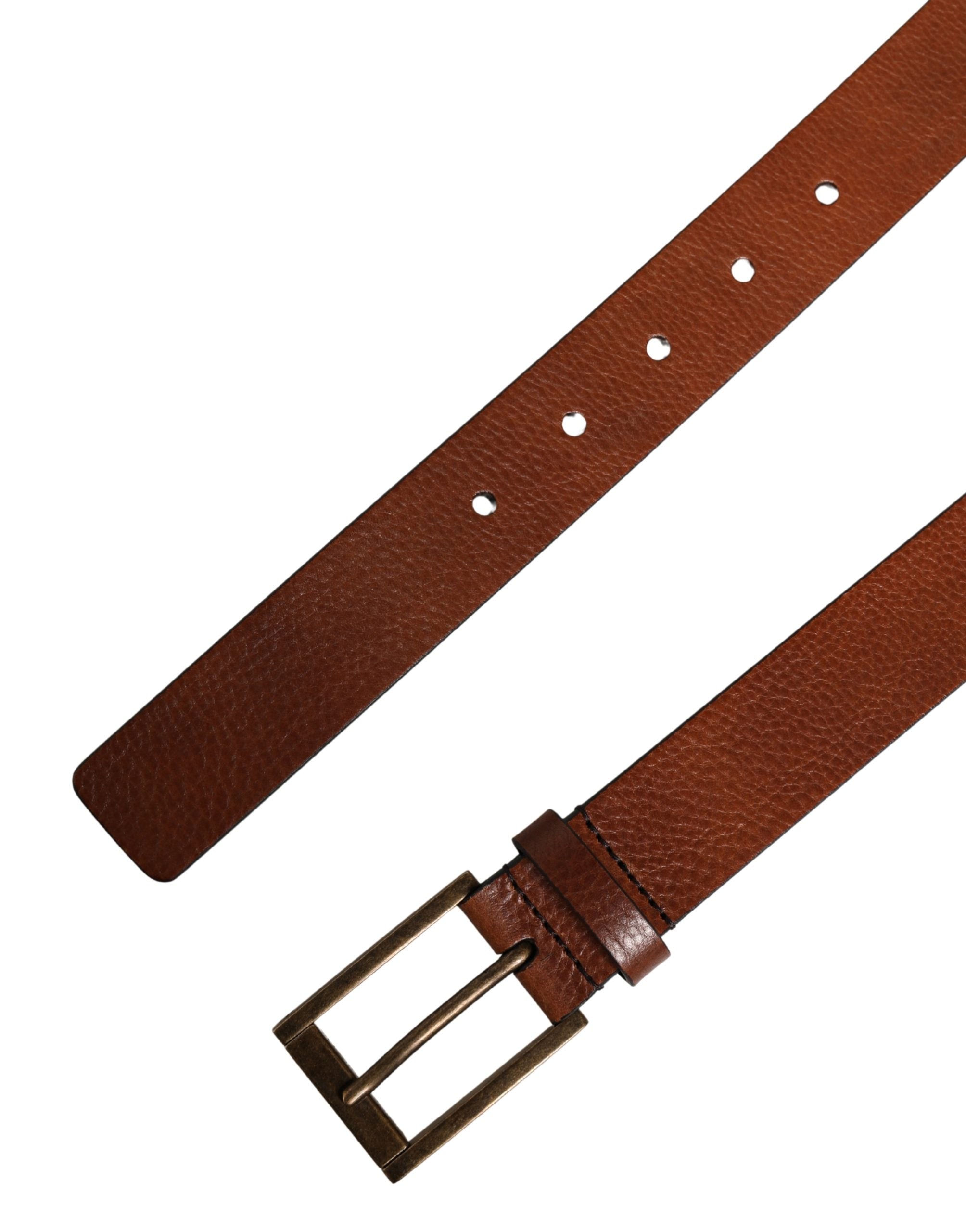 Dolce & Gabbana Men Brown Leather Classic Metal Buckle Men's Belt
