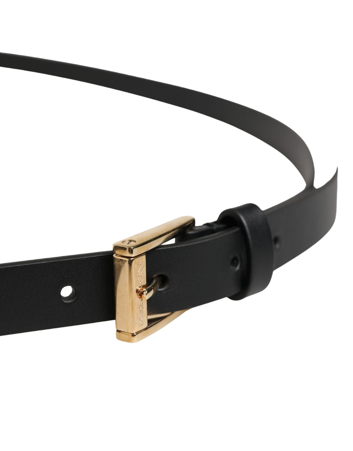 Dolce & Gabbana Men Black Leather Classic Metal Buckle Men's Belt