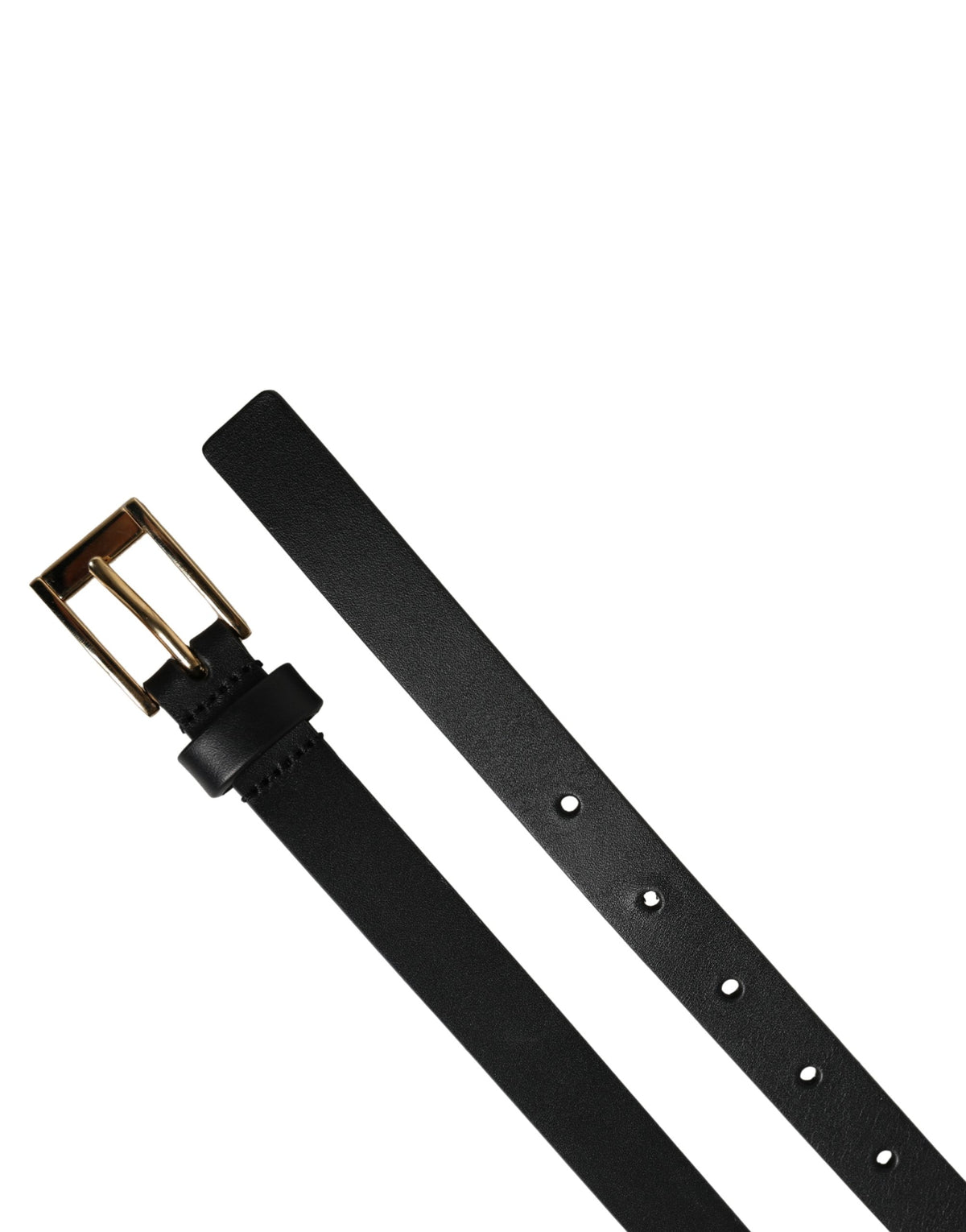 Dolce & Gabbana Men Black Leather Classic Metal Buckle Men's Belt